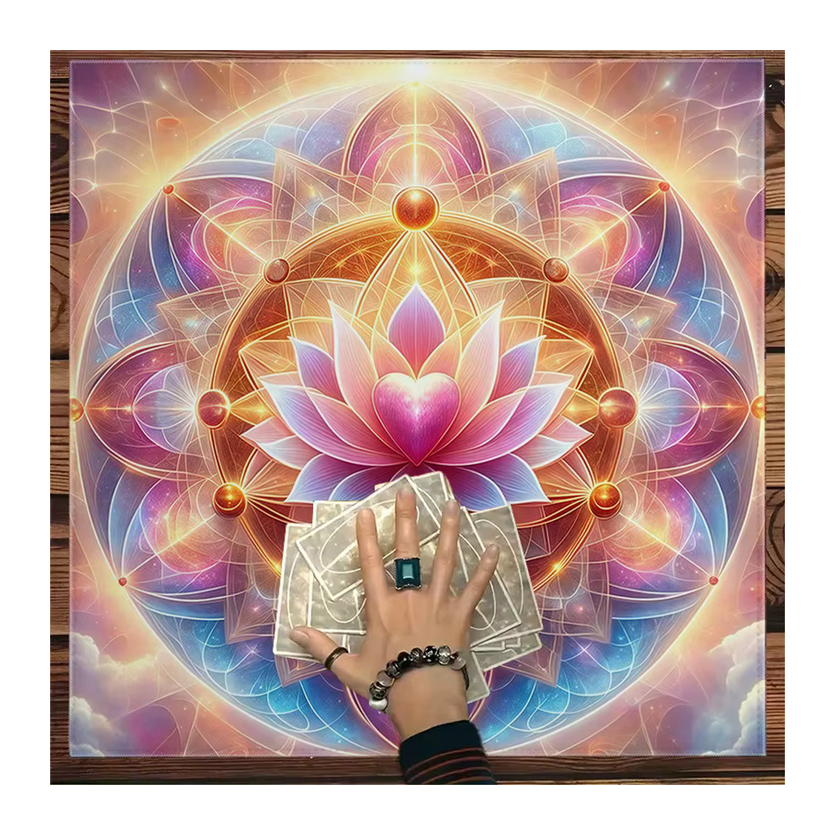 VIKAMA Love Lotus Mandala Tarot-Tischdecke als magisches Altartuch und Meditationsmatte in Mehrfarbig - Bild 5