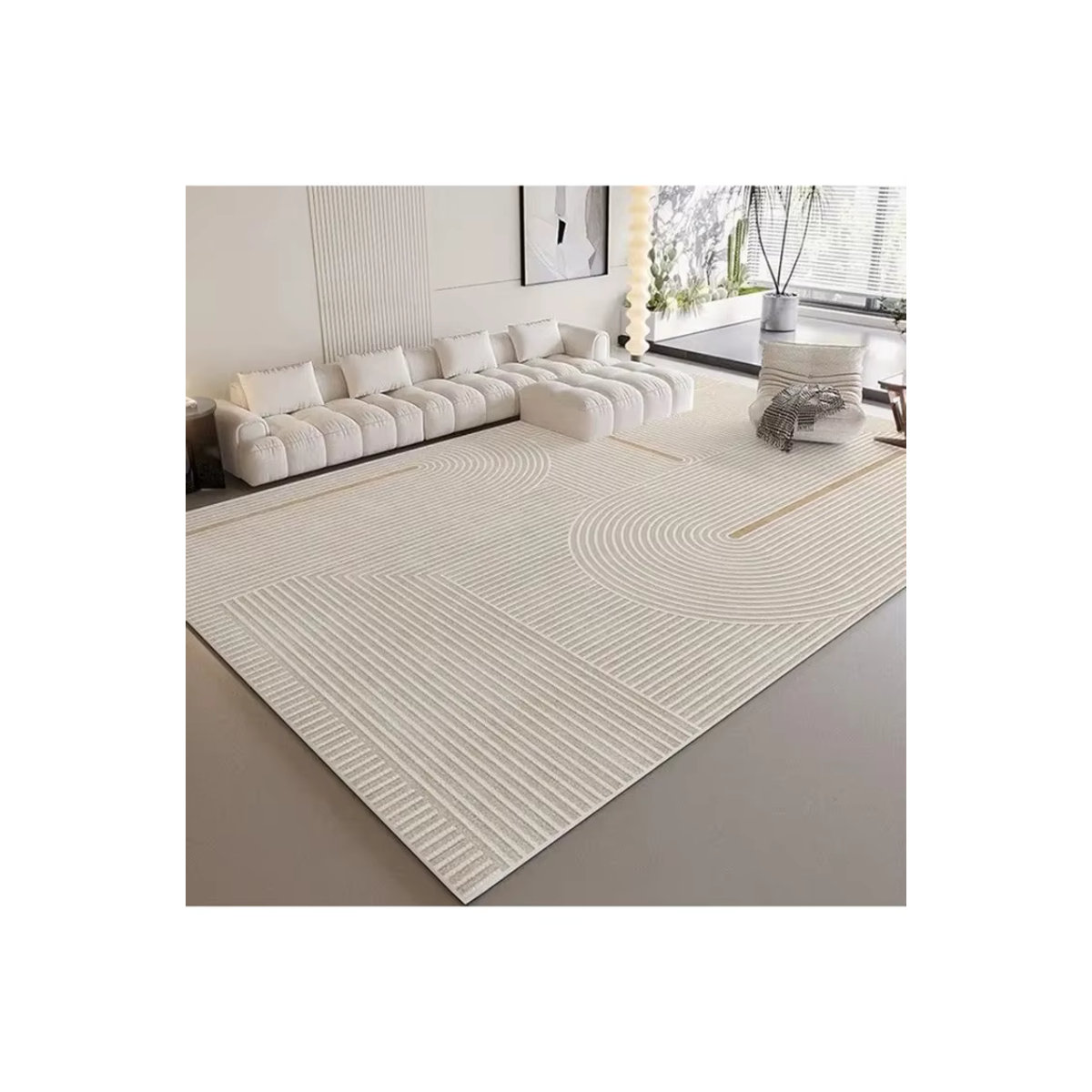 VIKAMA Minimalistischer Moderner Teppich in Grau, Fleckenresistent und Langlebig - Bild 3