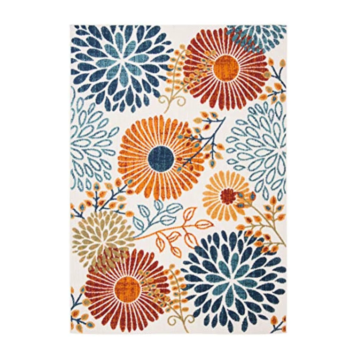 VIKAMA Moderner Outdoor-Teppich mit Blumenmuster, rutschfeste Sommer-Terrassenmatte, faltbar und tragbar, Farbe: Grün/Bunt, B/T: 160 x 80 cm - Bild 3