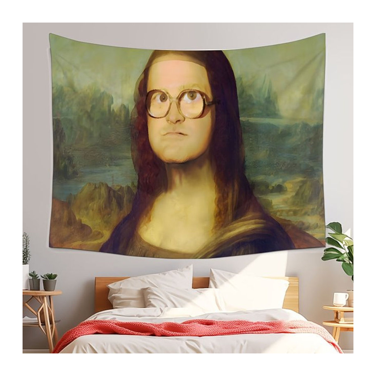 VIKAMA Mona Lisa Meme Wandbehang mehrfarbig Textil Dekoration B: 60 cm, H: 40 cm - Bild 1