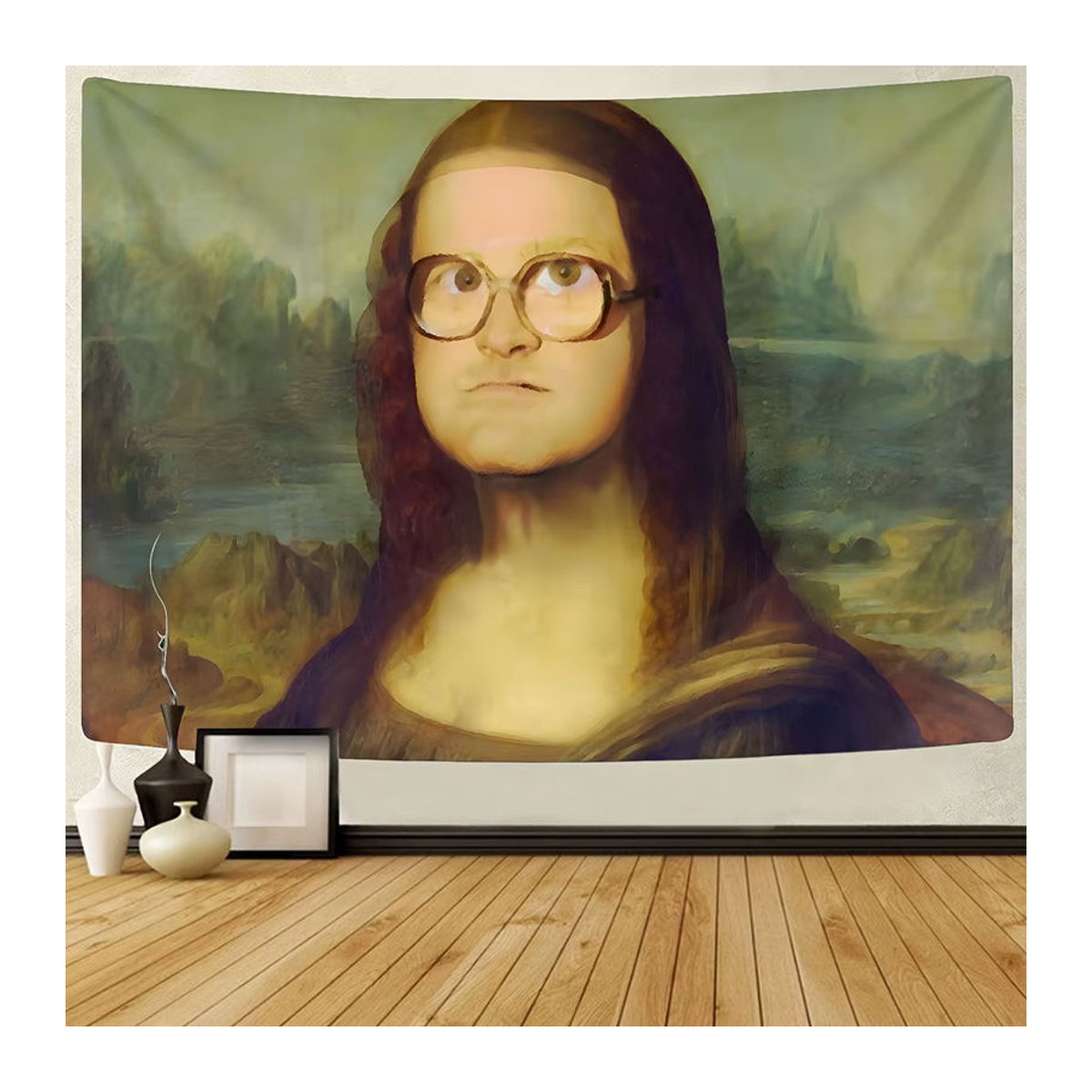 VIKAMA Mona Lisa Meme Wandbehang mehrfarbig Textil Dekoration B: 60 cm, H: 40 cm - Bild 2