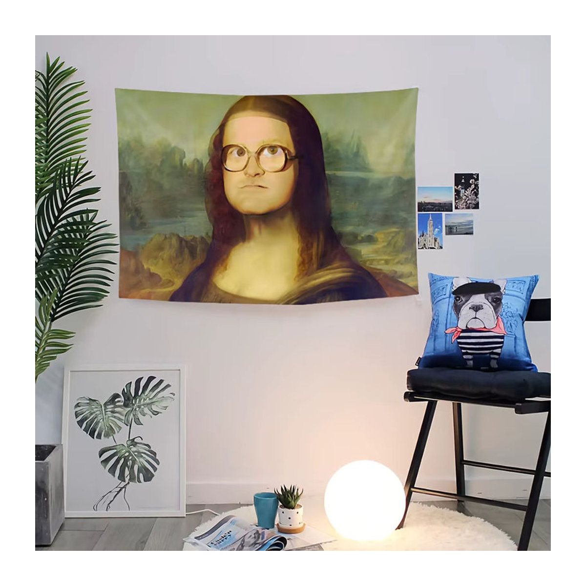 VIKAMA Mona Lisa Meme Wandbehang mehrfarbig Textil Dekoration B: 60 cm, H: 40 cm - Bild 3
