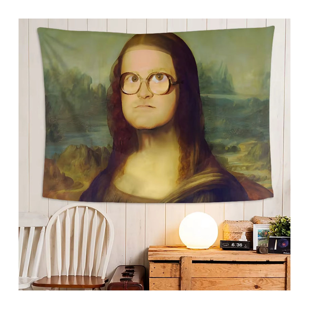 VIKAMA Mona Lisa Meme Wandbehang mehrfarbig Textil Dekoration B: 60 cm, H: 40 cm - Bild 4