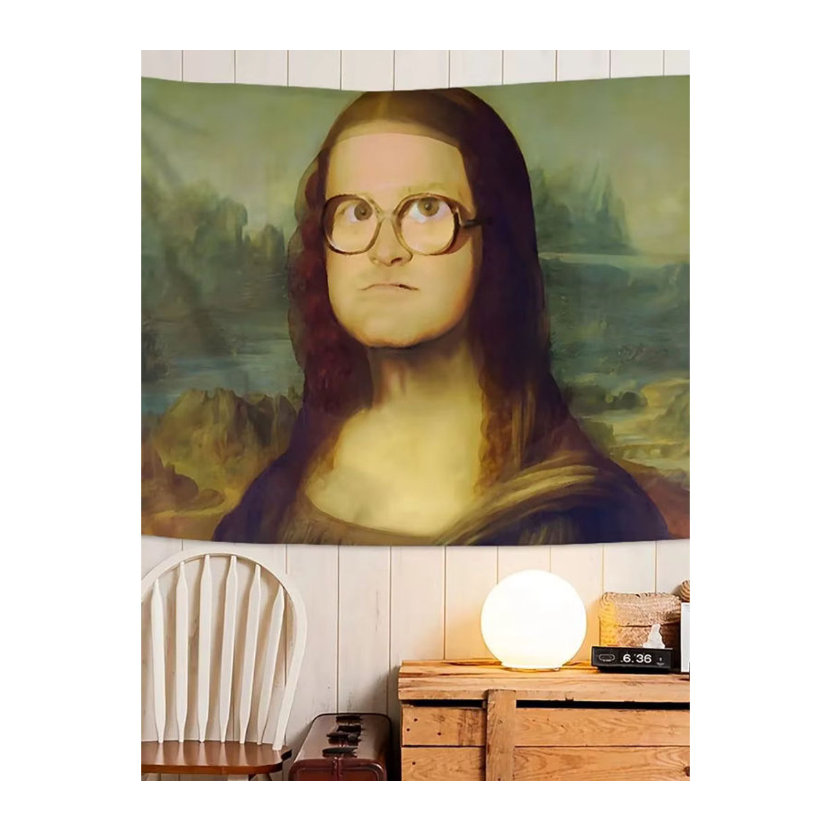 VIKAMA Mona Lisa Meme Wandbehang mehrfarbig Textil Dekoration B: 60 cm, H: 40 cm - Bild 5