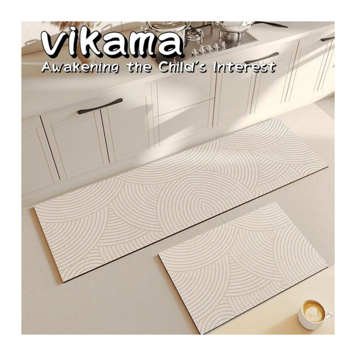 VIKAMA Multifunktionale rutschfeste Matte in Weiß, wasserabsorbierender Teppich für Küche und Badezimmer - Bild 1