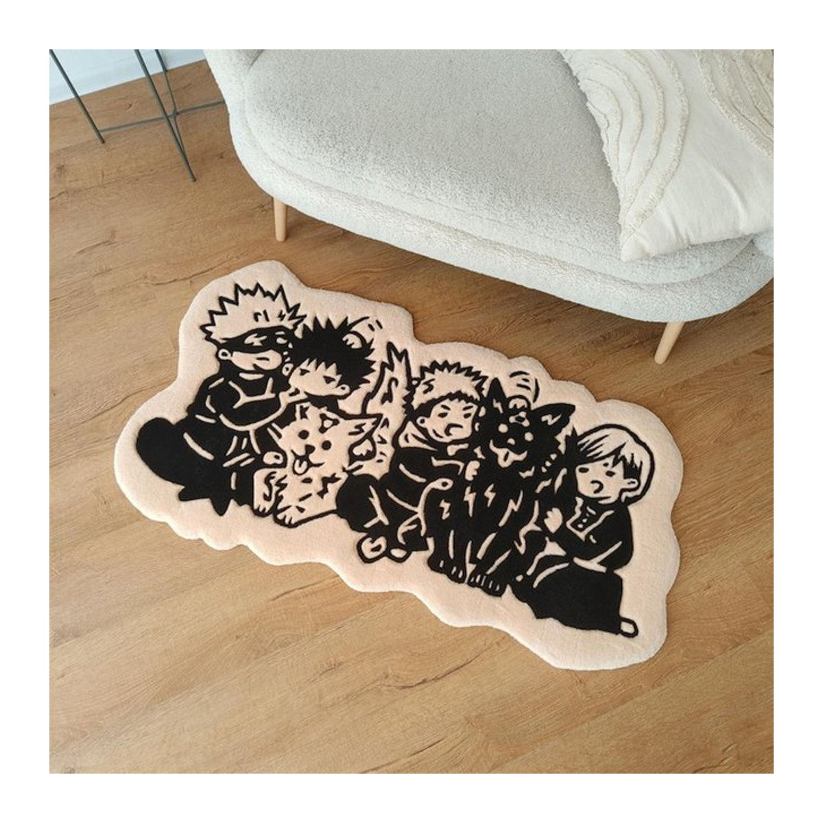 VIKAMA My Hero Academia Anime-Teppich in Schwarz-Weiß-Beige, Tufting-Matte für dein Schlafzimmer oder Gaming-Zimmer - Bild 1
