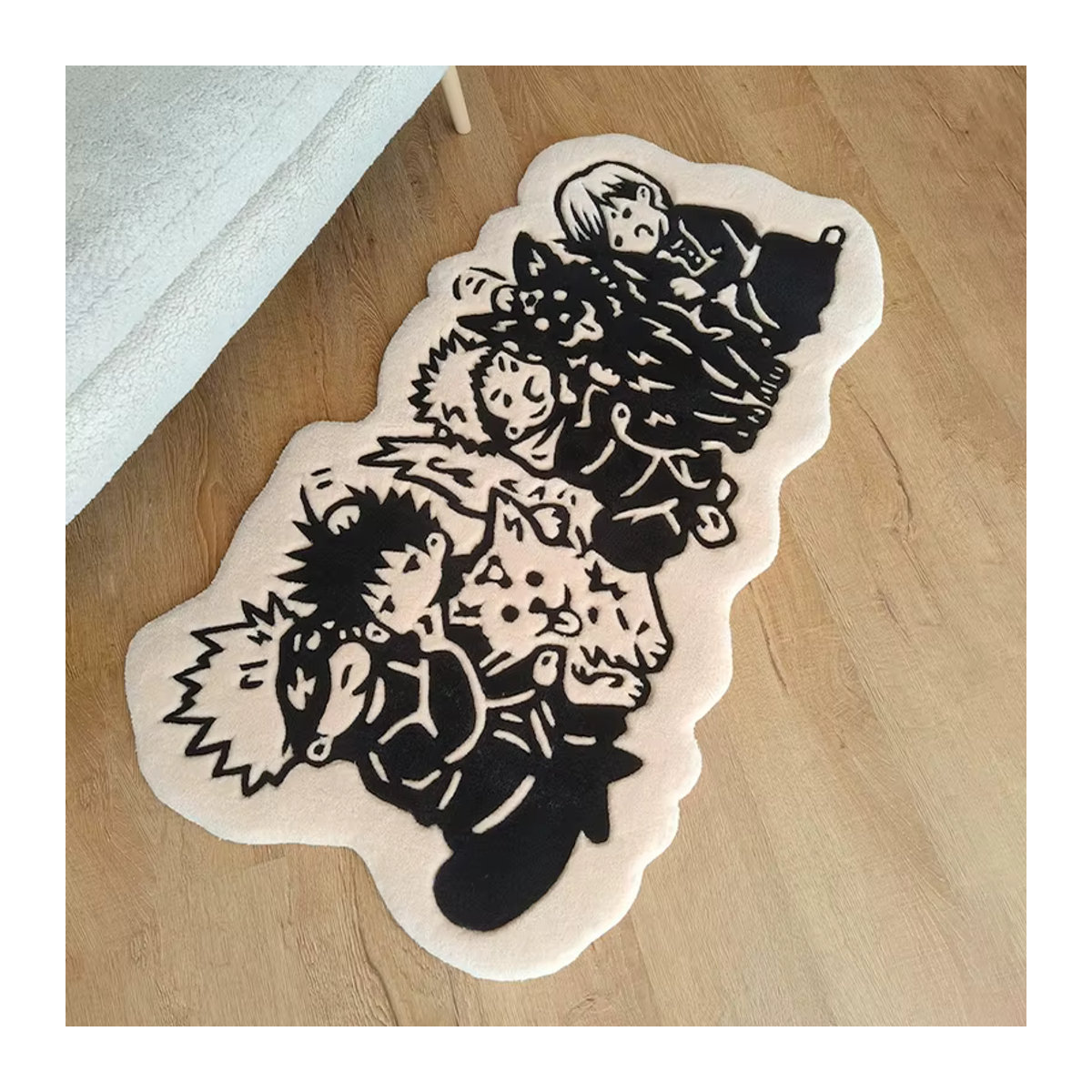 VIKAMA My Hero Academia Anime-Teppich in Schwarz-Weiß-Beige, Tufting-Matte für dein Schlafzimmer oder Gaming-Zimmer - Bild 3
