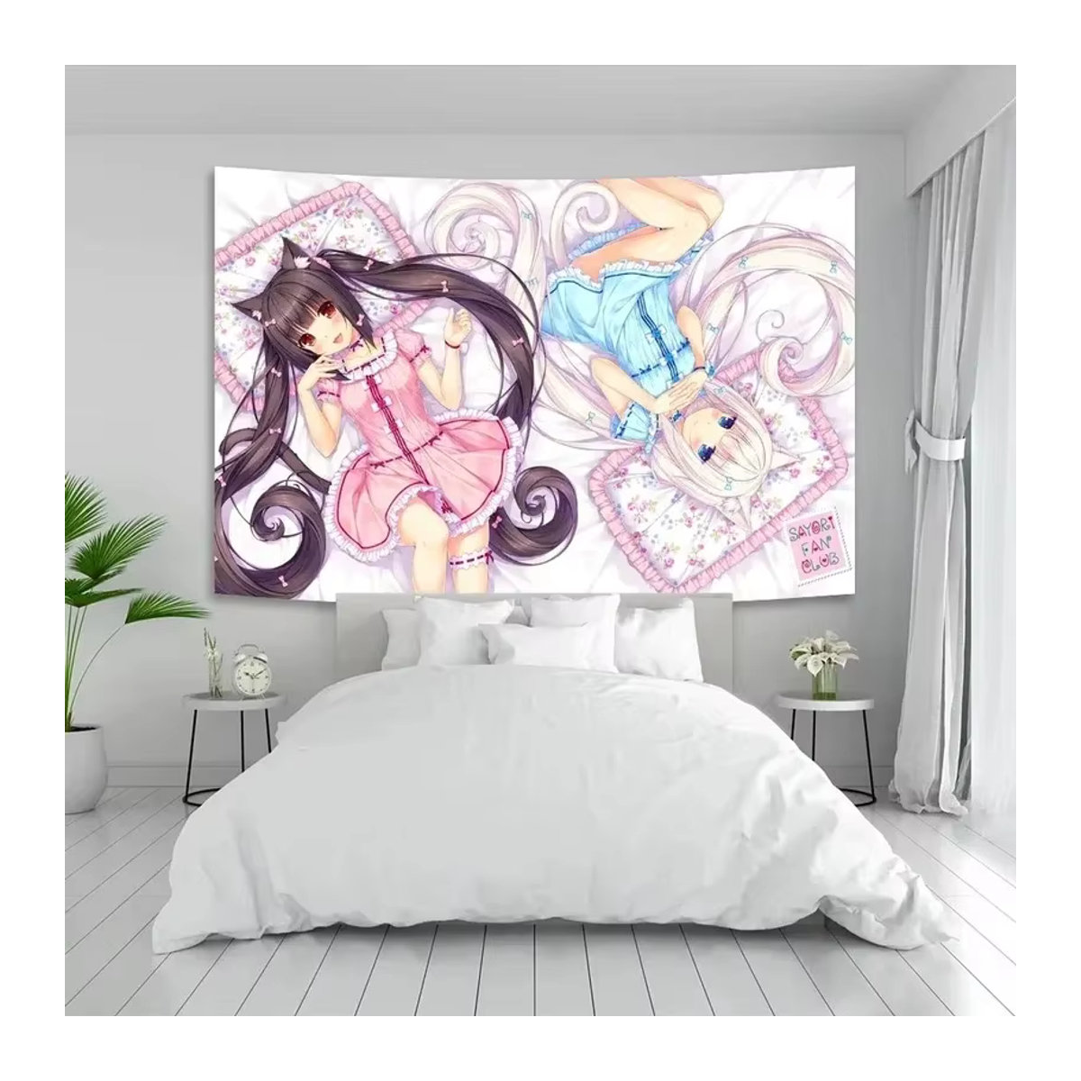VIKAMA Nekopara Chocola Vanilla Anime Wandteppich, mehrfarbiger Wandbehang für Schlafzimmer und Wohnzimmer - Bild 1