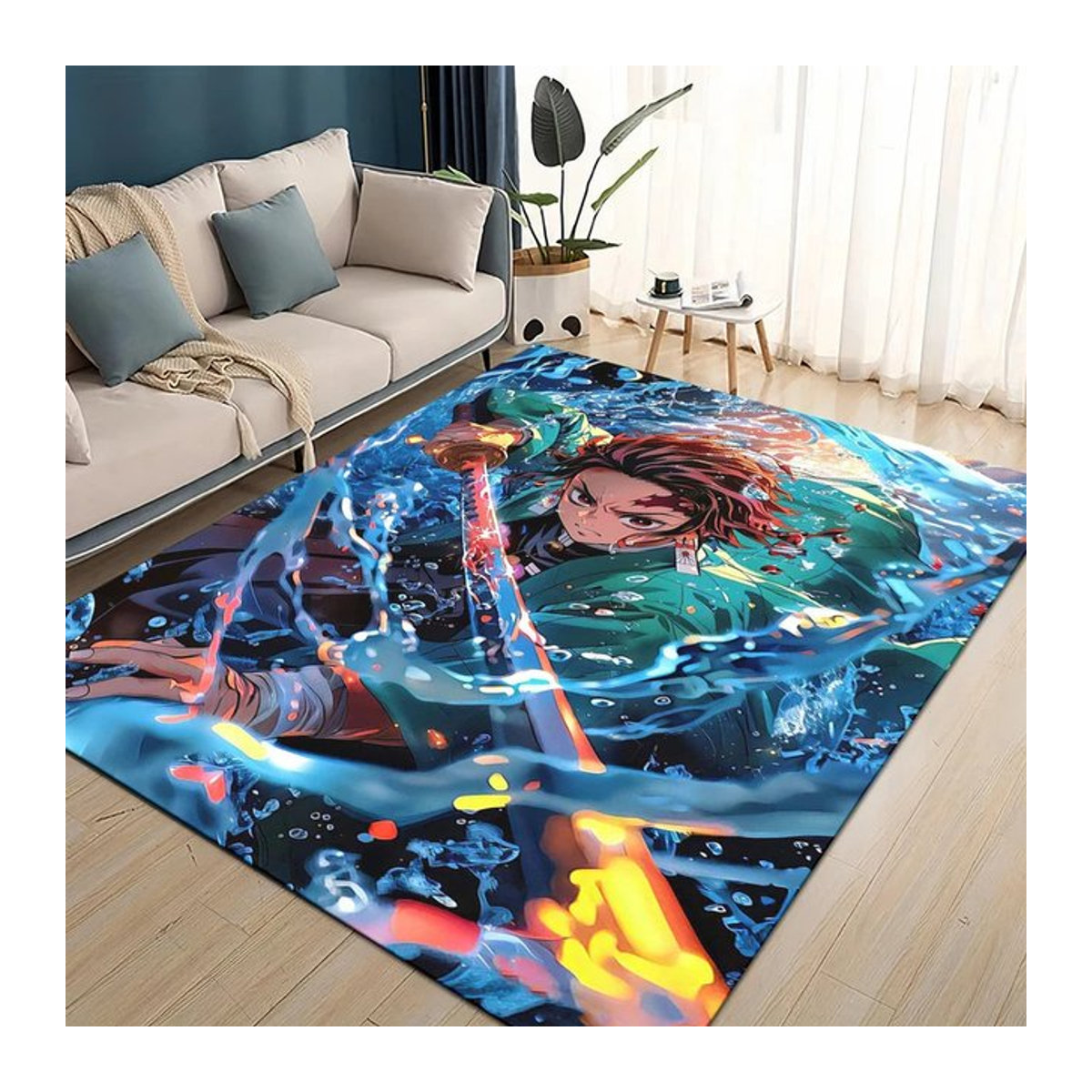 VIKAMA Nodoko Cartoon Anime Teppich, rutschfeste Bodenmatte in Mehrfarbig für Wohnzimmer und Schlafzimmer - Bild 1