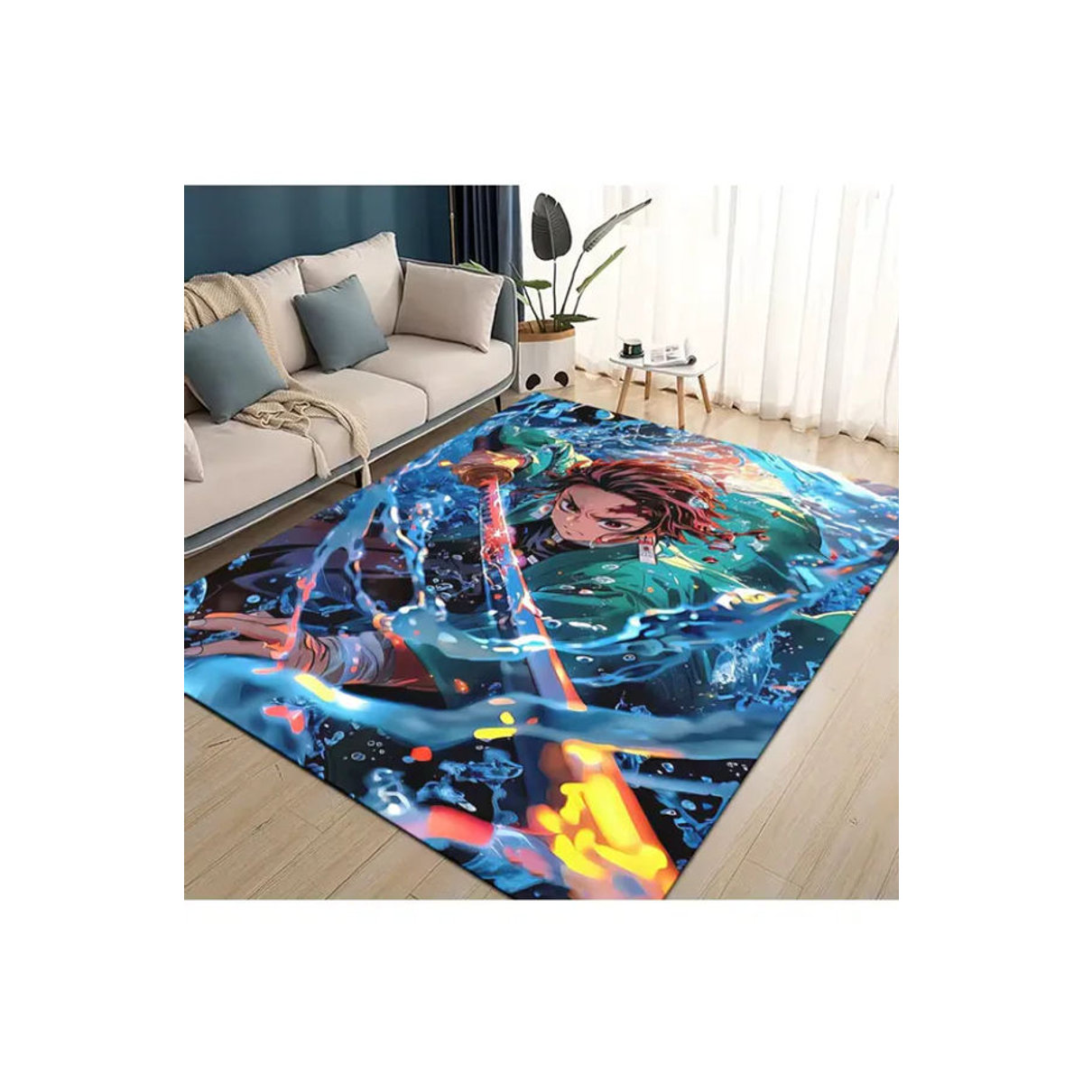 VIKAMA Nodoko Cartoon Anime Teppich, rutschfeste Bodenmatte in Mehrfarbig für Wohnzimmer und Schlafzimmer - Bild 2