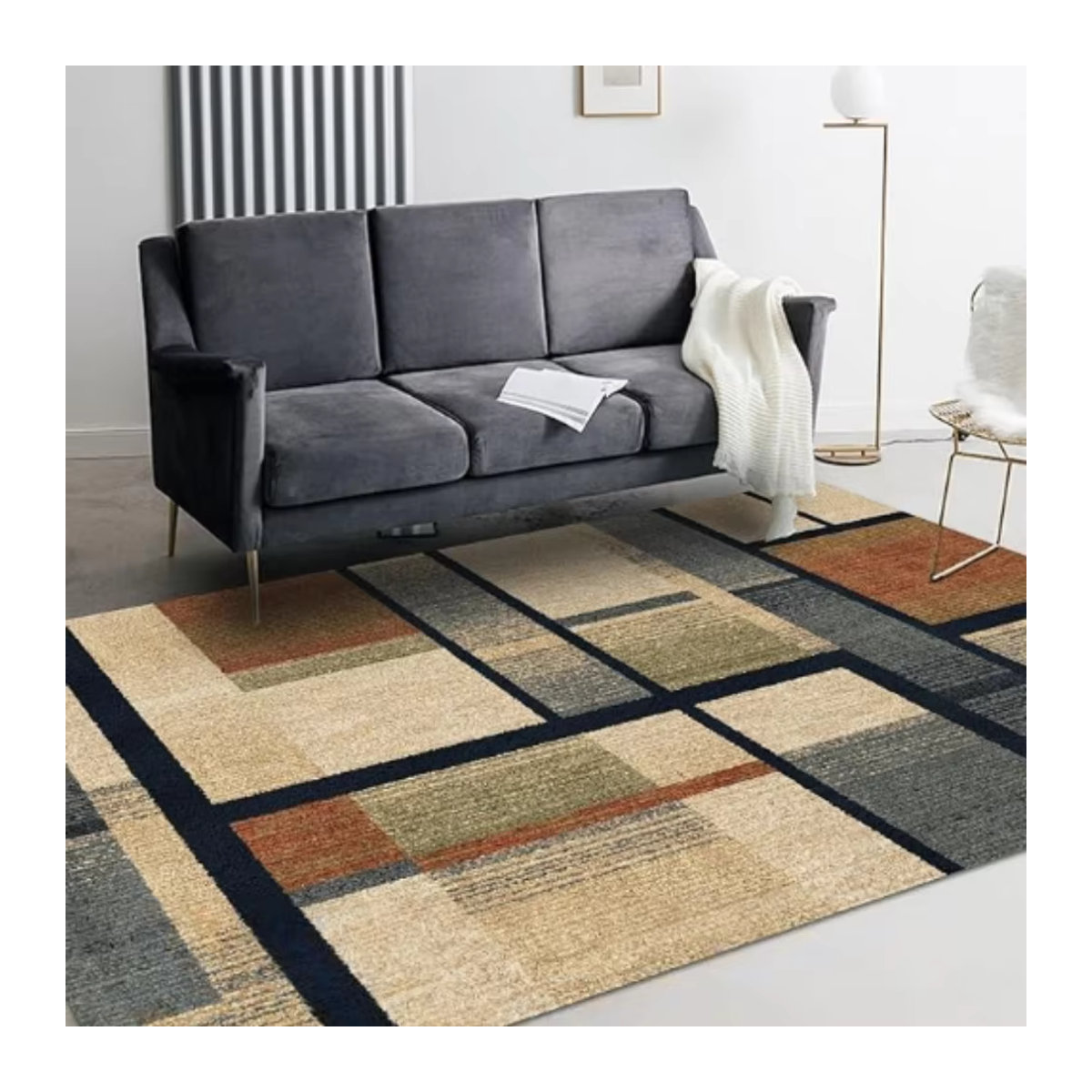 VIKAMA Nordic 3D Stereo Teppich mehrfarbig für Wohnzimmer, Schlafzimmer und Arbeitszimmer rutschfest - Bild 1