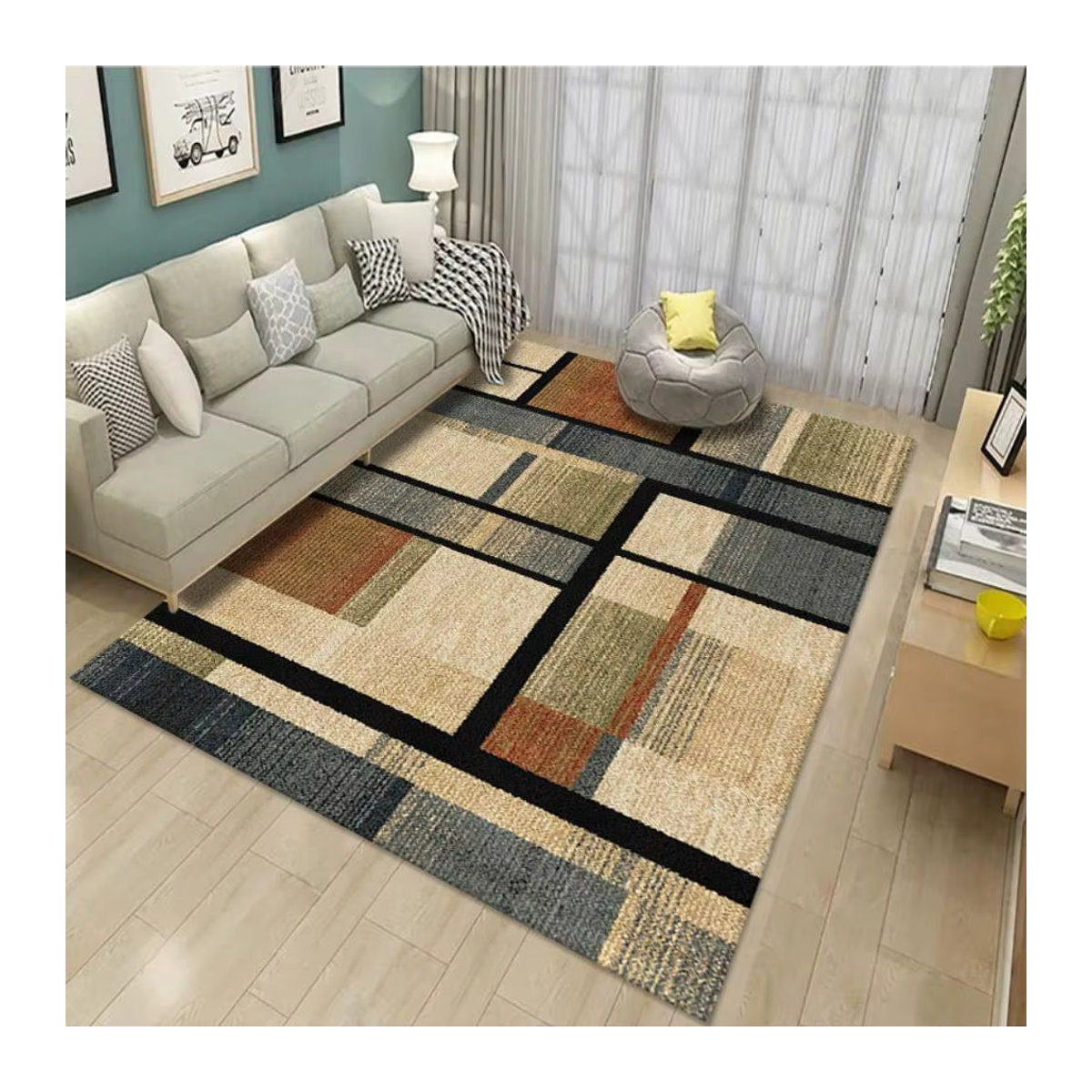 VIKAMA Nordic 3D Stereo Teppich mehrfarbig für Wohnzimmer, Schlafzimmer und Arbeitszimmer rutschfest - Bild 3