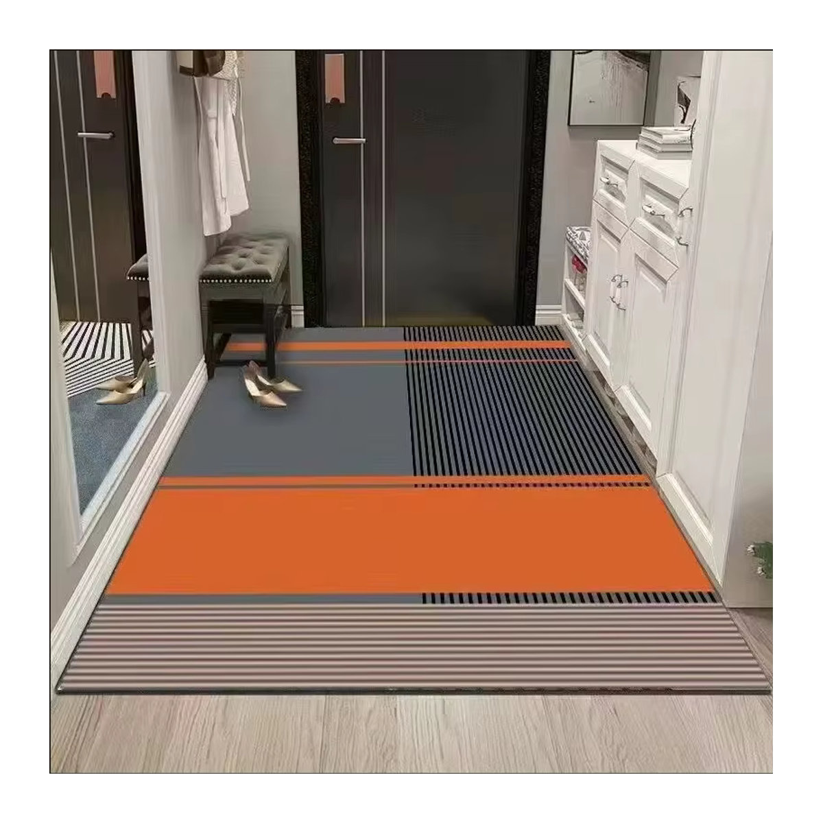 Vikama Nordische Bodenmatte aus Kristall-Samt in Mehrfarbig, Saugfähige und Schmutzabweisende Matte für Bad, Eingang oder Toilette - Bild 2