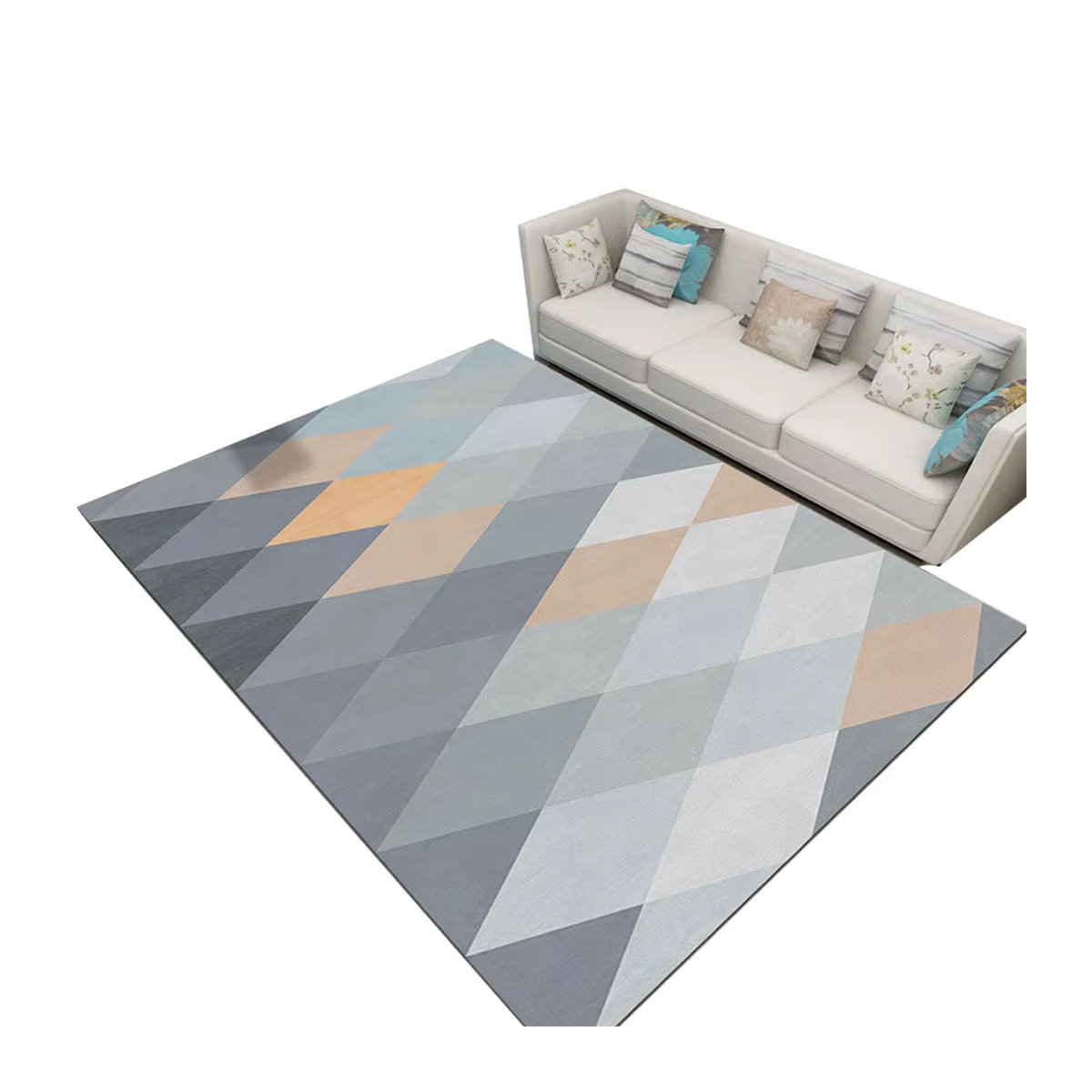 VIKAMA Nordischer geometrischer Teppich aus Kristallsamt in Mehrfarbig für Wohnzimmer und Schlafzimmer - Bild 2