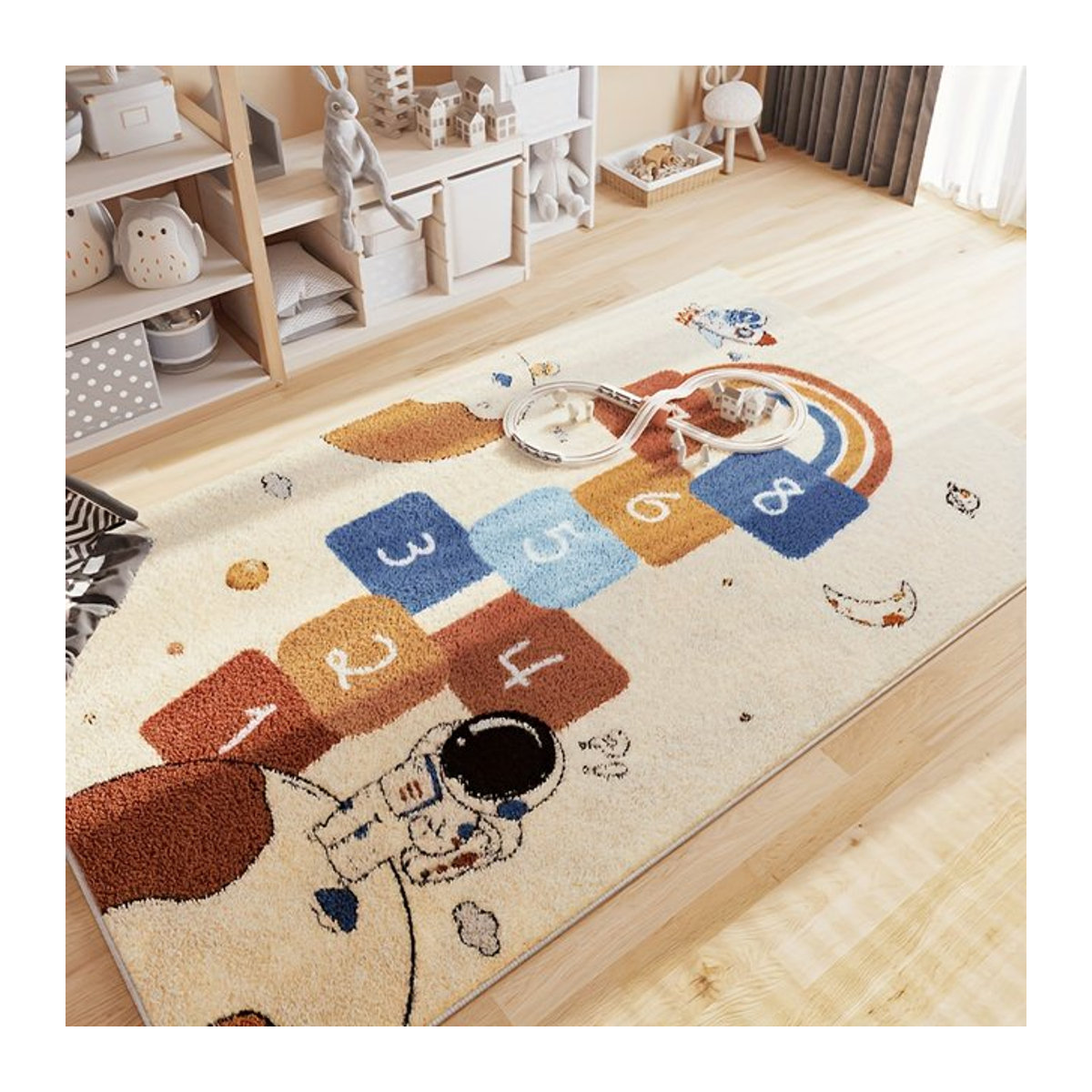 VIKAMA Number Game Wohnzimmerteppich, rutschfester und waschbarer Teppich für Schlafzimmer und Wohnzimmer, mehrfarbig - Bild 1