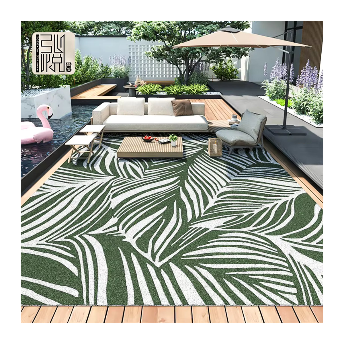 VIKAMA Outdoor-Teppich Geometrisch Bunt, rutschfeste Terrassenmatte für Garten und Camping, B/B: 120 x 160 cm - Bild 2