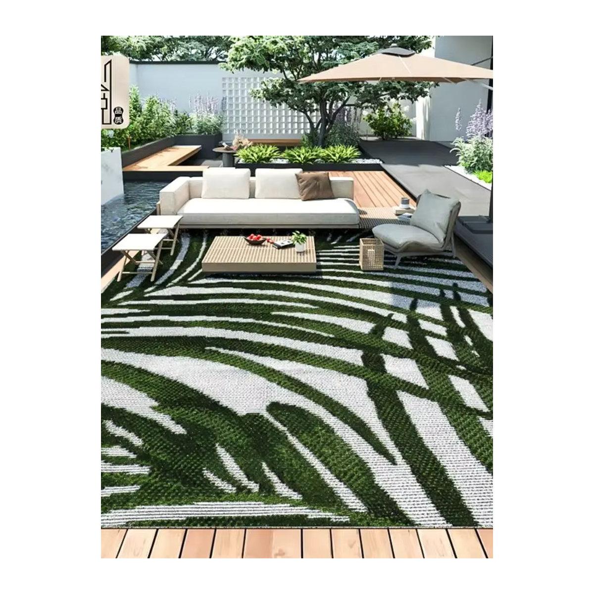 VIKAMA Outdoor-Teppich Geometrisch Bunt, rutschfeste Terrassenmatte für Garten und Camping, B/B: 120 x 160 cm - Bild 3