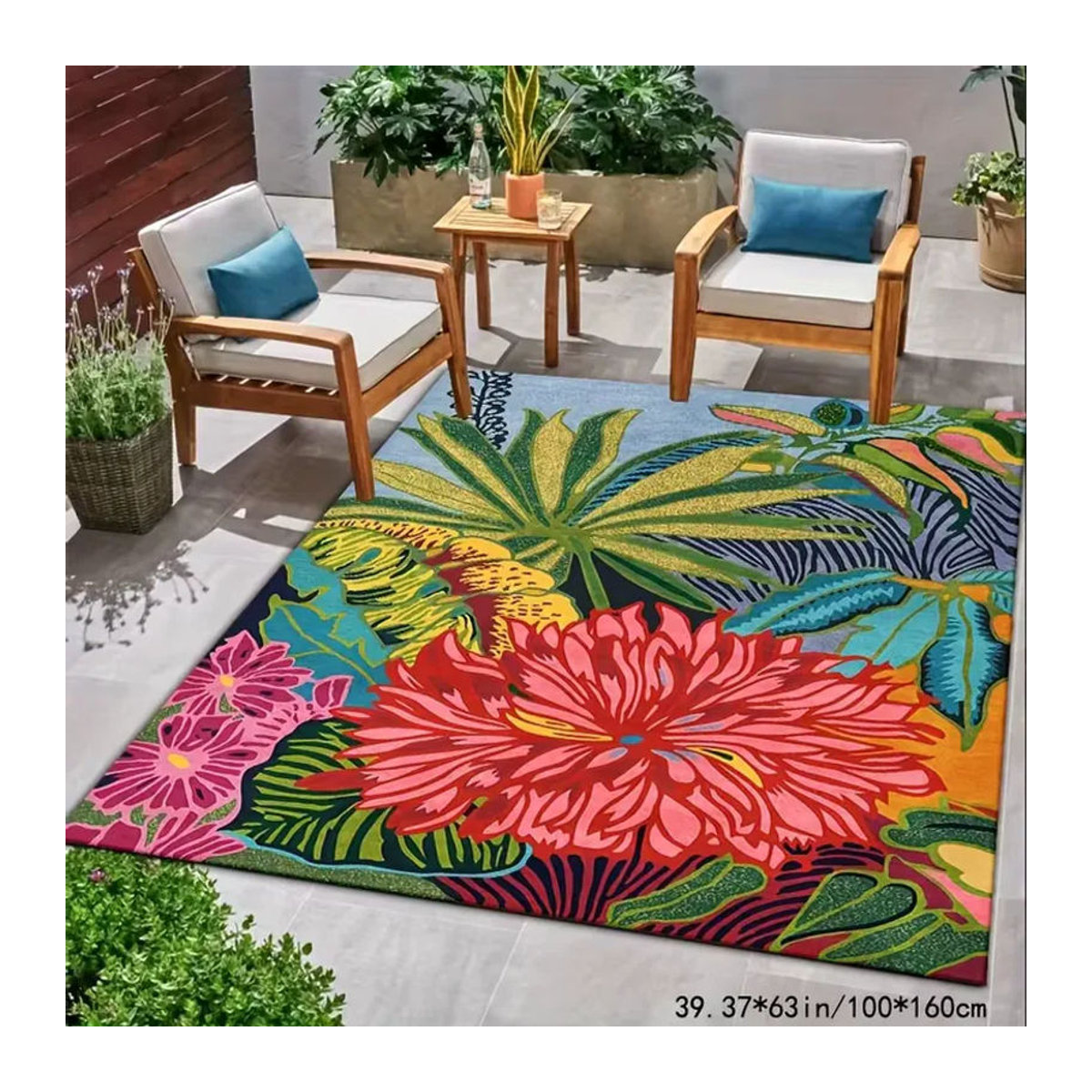 VIKAMA Outdoor-Teppich mit tropischen Blumen in Bunt, rechteckig, B/T: 120 x 80 cm - Bild 3