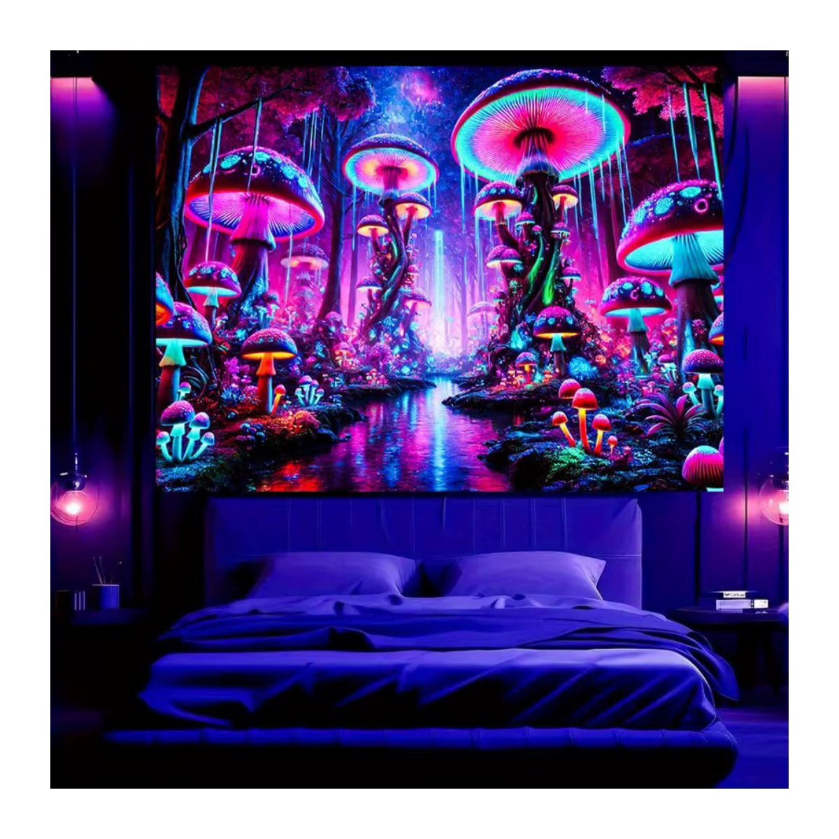 VIKAMA Pilzwald-Fantasie-Wandteppich, psychedelischer Wandbehang in Mehrfarbig, Rechteckig - Bild 3