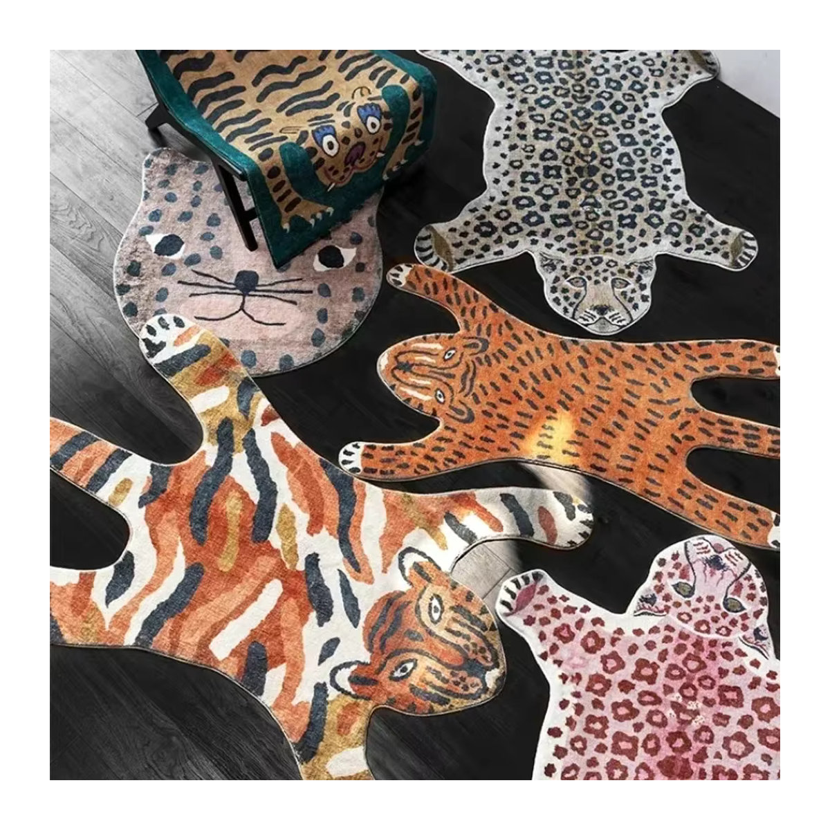 VIKAMA Plüsch-Teppich mit Cartoon-Leoparden-Print in Rosa für dein Wohnzimmer oder Schlafzimmer - Bild 2