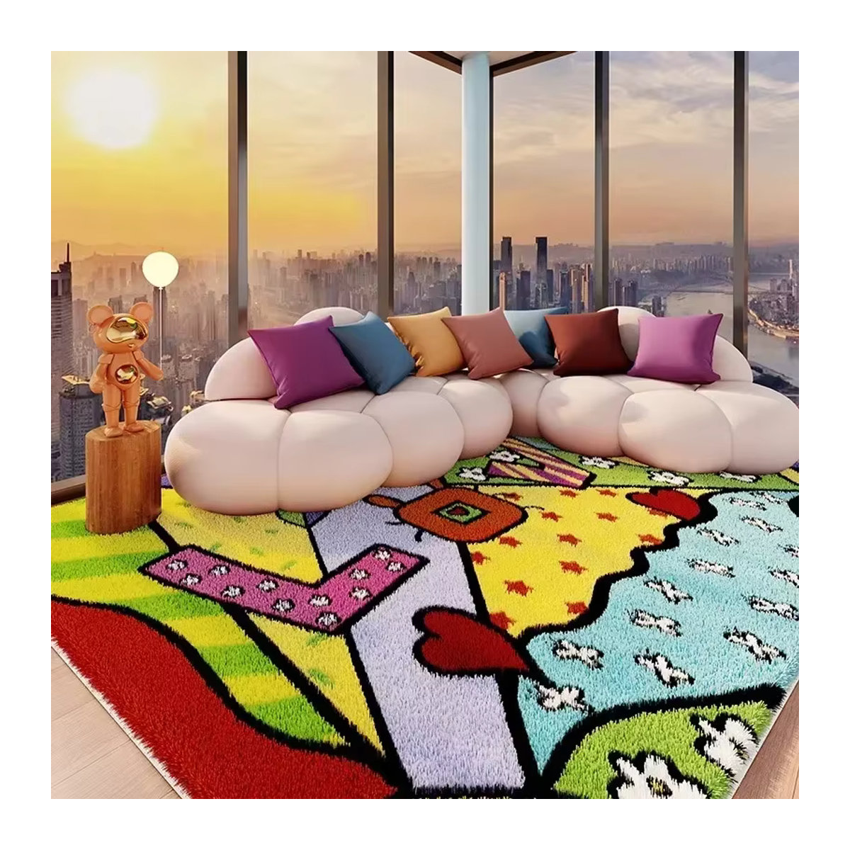 VIKAMA Plüschteppich in Bunt für Wohnzimmer und Schlafzimmer mit niedlichem Cartoon-Design - Bild 3