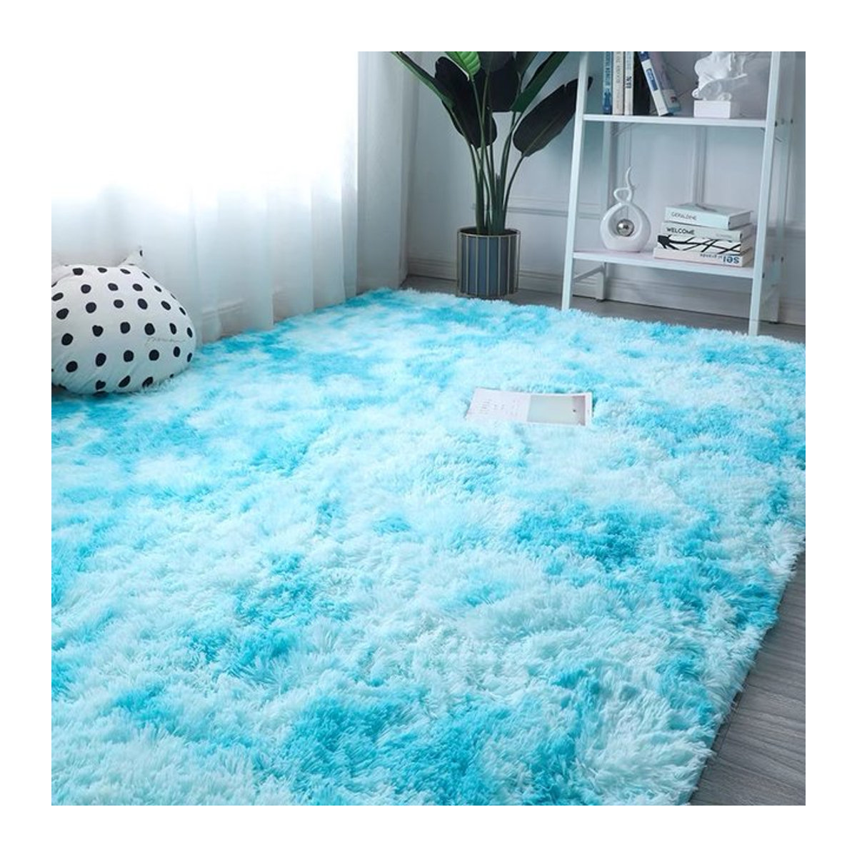 VIKAMA Plüschteppich in Hellblau für Wohnzimmer, Sofa und Kinderzimmer - Bild 1