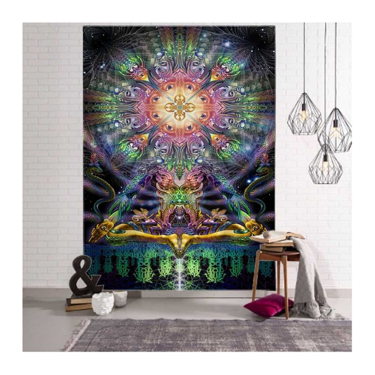 VIKAMA Psychedelischer kosmischer Wandteppich in Mehrfarbig, Bohemian Galaxie Wanddeko für dein Wohnzimmer oder Schlafzimmer - Bild 1