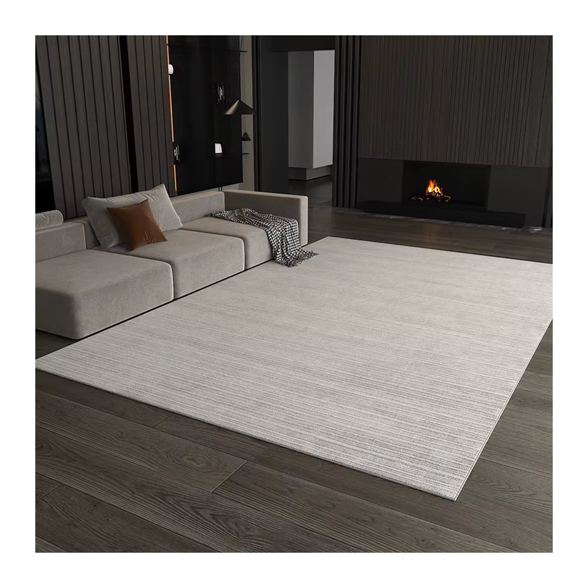 VIKAMA Pure Color Stripe Teppich in Beige mit Flatweave-Struktur für Wohnzimmer, Schlafzimmer oder Küche - Bild 1