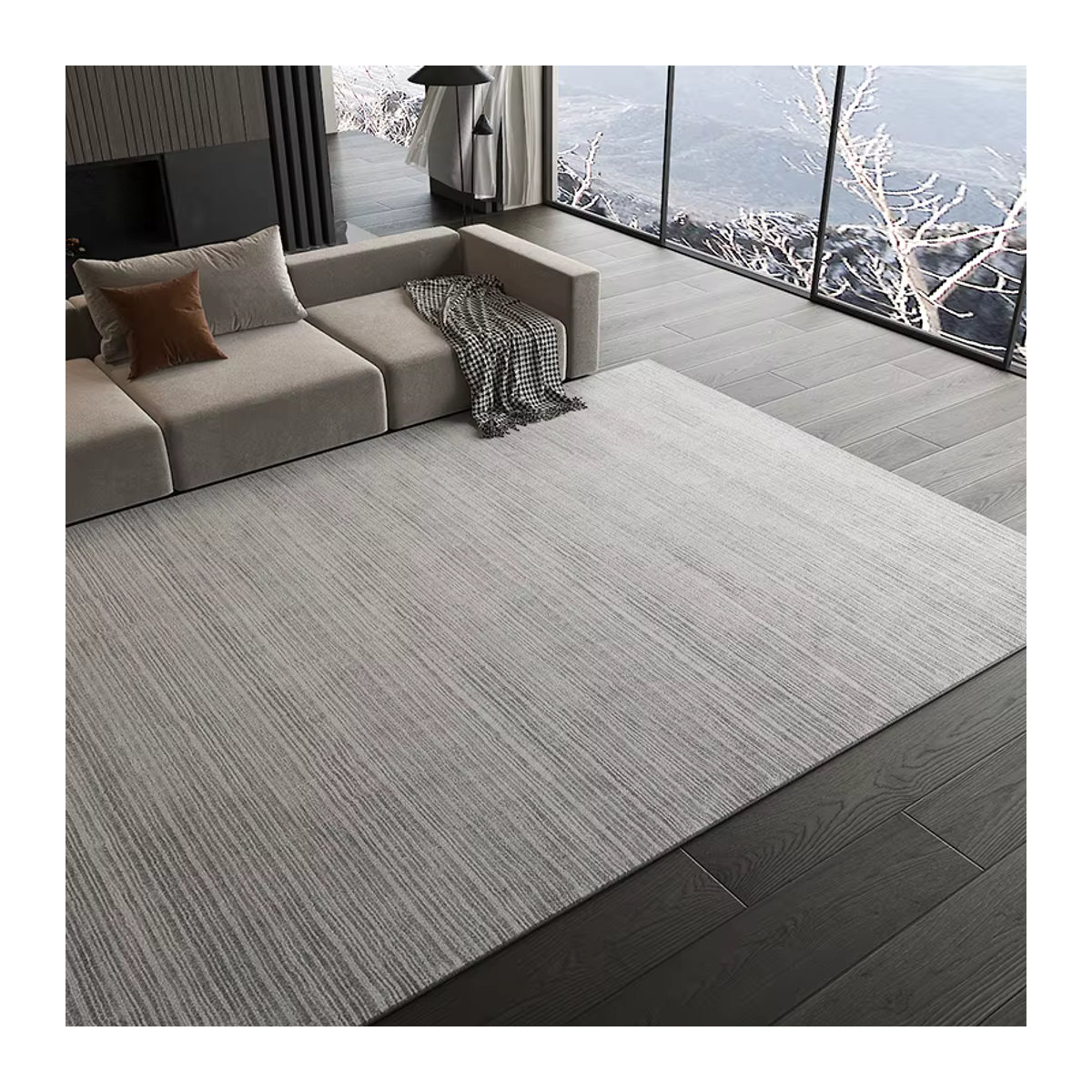 VIKAMA Pure Color Stripe Teppich in Beige mit Flatweave-Struktur für Wohnzimmer, Schlafzimmer oder Küche - Bild 2
