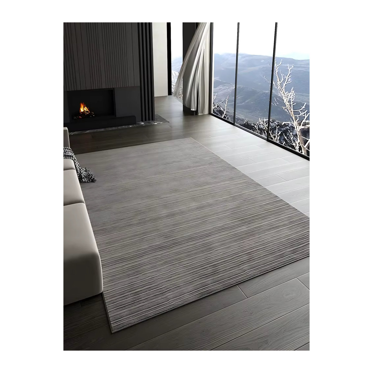 VIKAMA Pure Color Stripe Teppich in Beige mit Flatweave-Struktur für Wohnzimmer, Schlafzimmer oder Küche - Bild 4