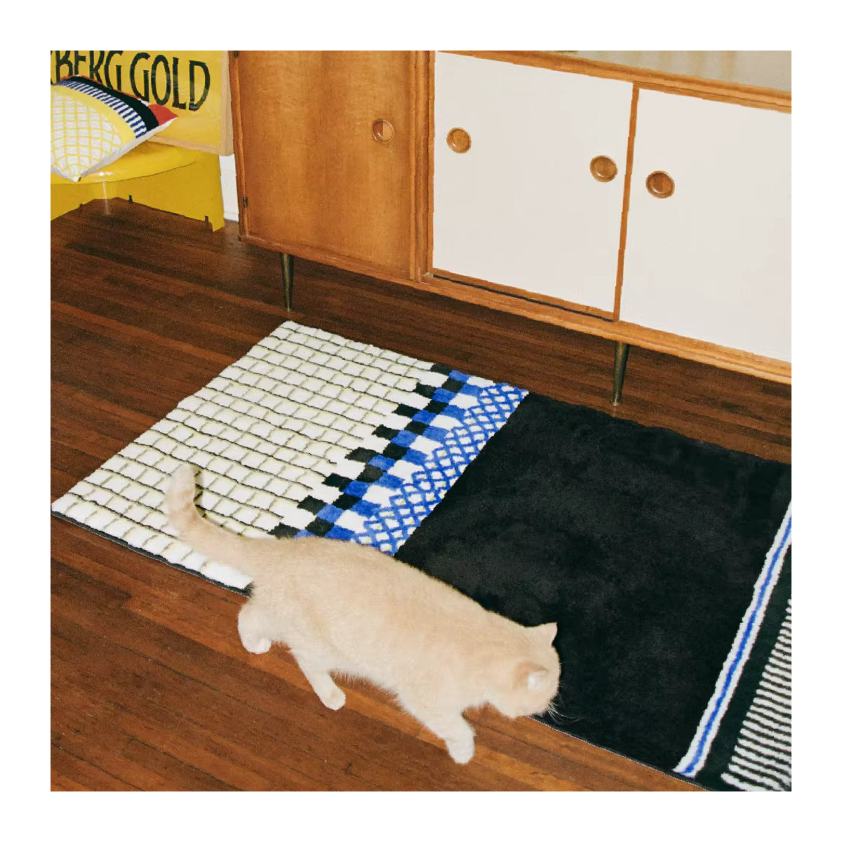 VIKAMA Retro American Color-blocking Teppich mit Karomuster für Wohnzimmer und Schlafzimmer, mehrfarbig - Bild 3