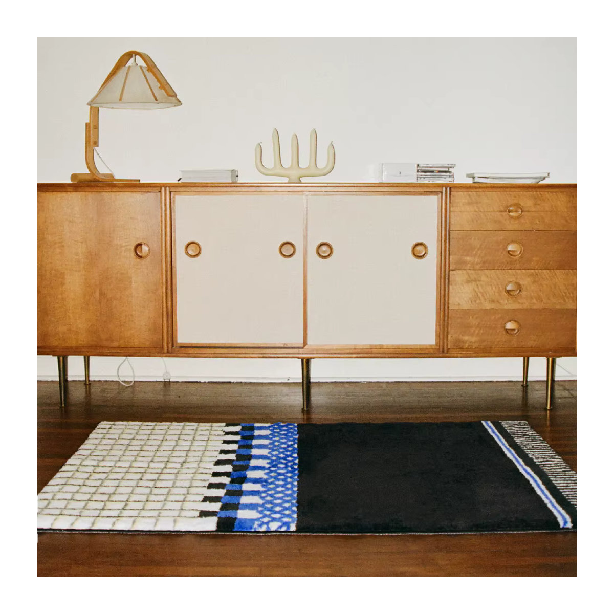 VIKAMA Retro American Color-blocking Teppich mit Karomuster für Wohnzimmer und Schlafzimmer, mehrfarbig - Bild 4