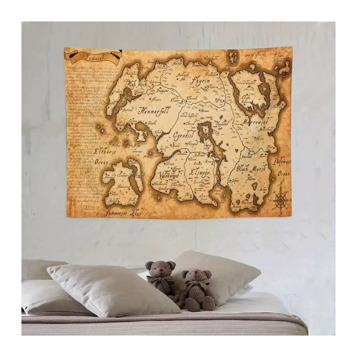 VIKAMA Retro Skyline Wandteppich in Beige, abstrakte Stadtlandschaft als Textil-Wanddekoration, B: 60 cm, H: 40 cm - Bild 2