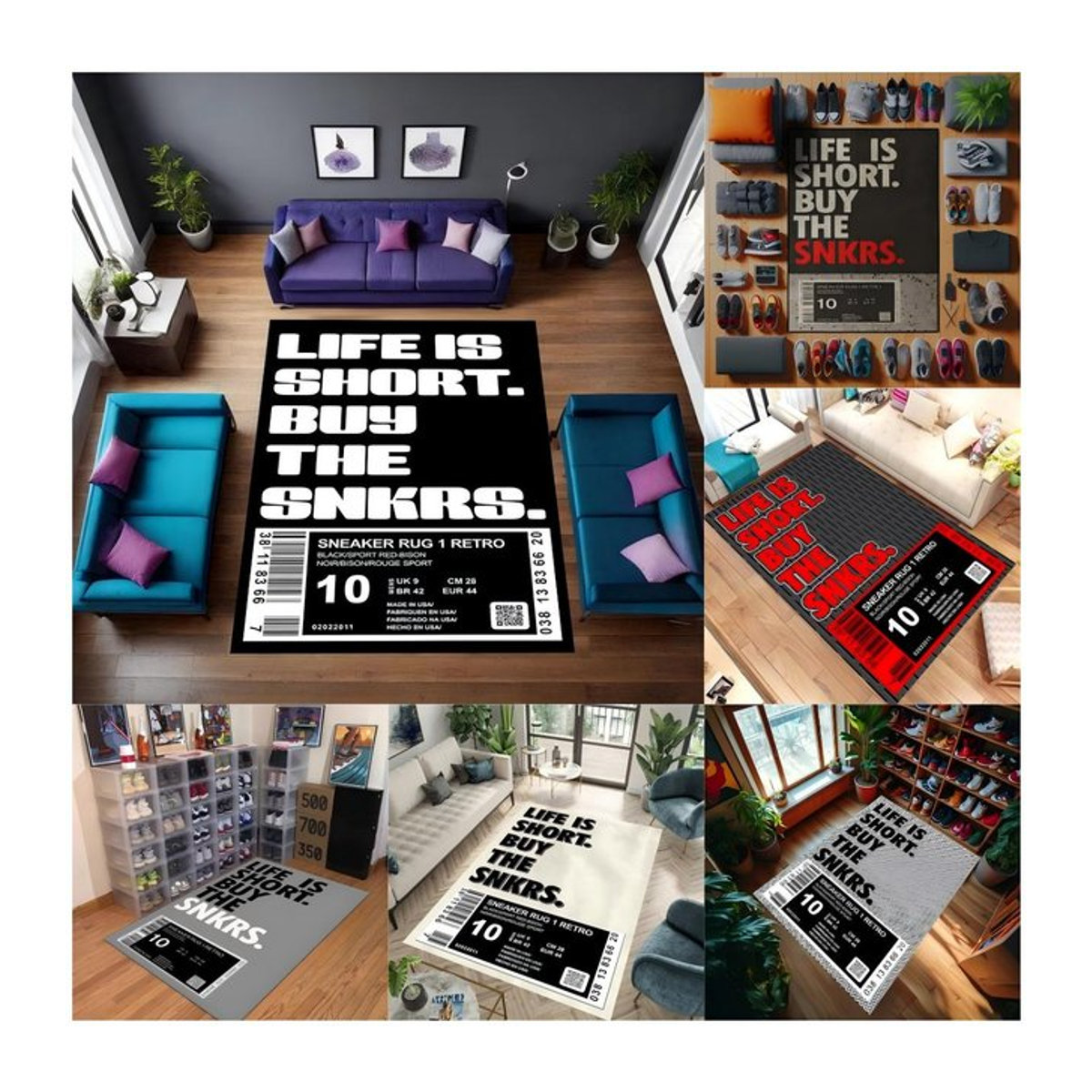 VIKAMA Retro-Stil Teppich in Schwarz für dein Wohnzimmer mit Luxus-Design und leichtem Reinigungsaufwand - Bild 1