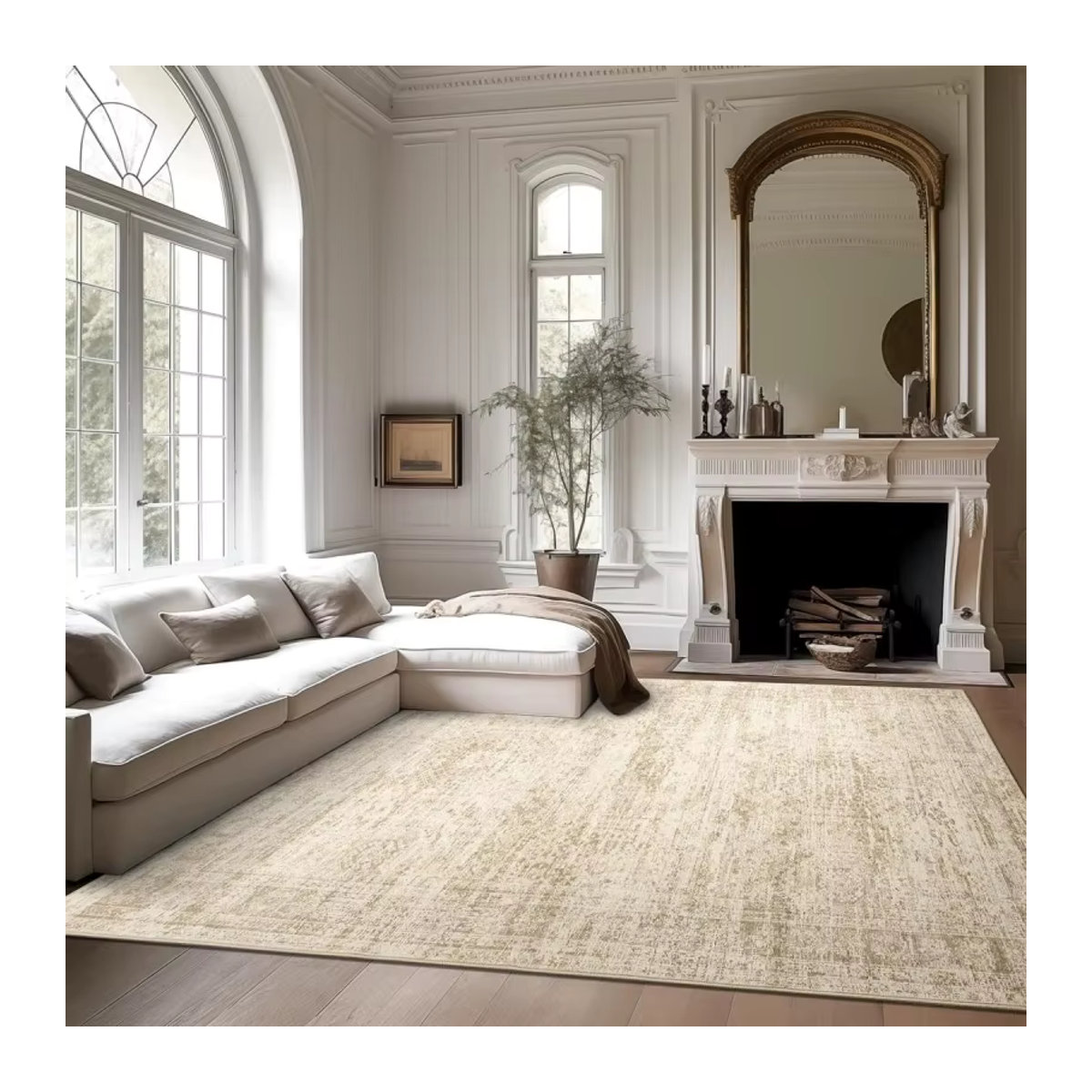 VIKAMA Retro-Teppich in Beige, weich und rutschfest für Wohnzimmer, Schlafzimmer oder Esszimmer - Bild 2