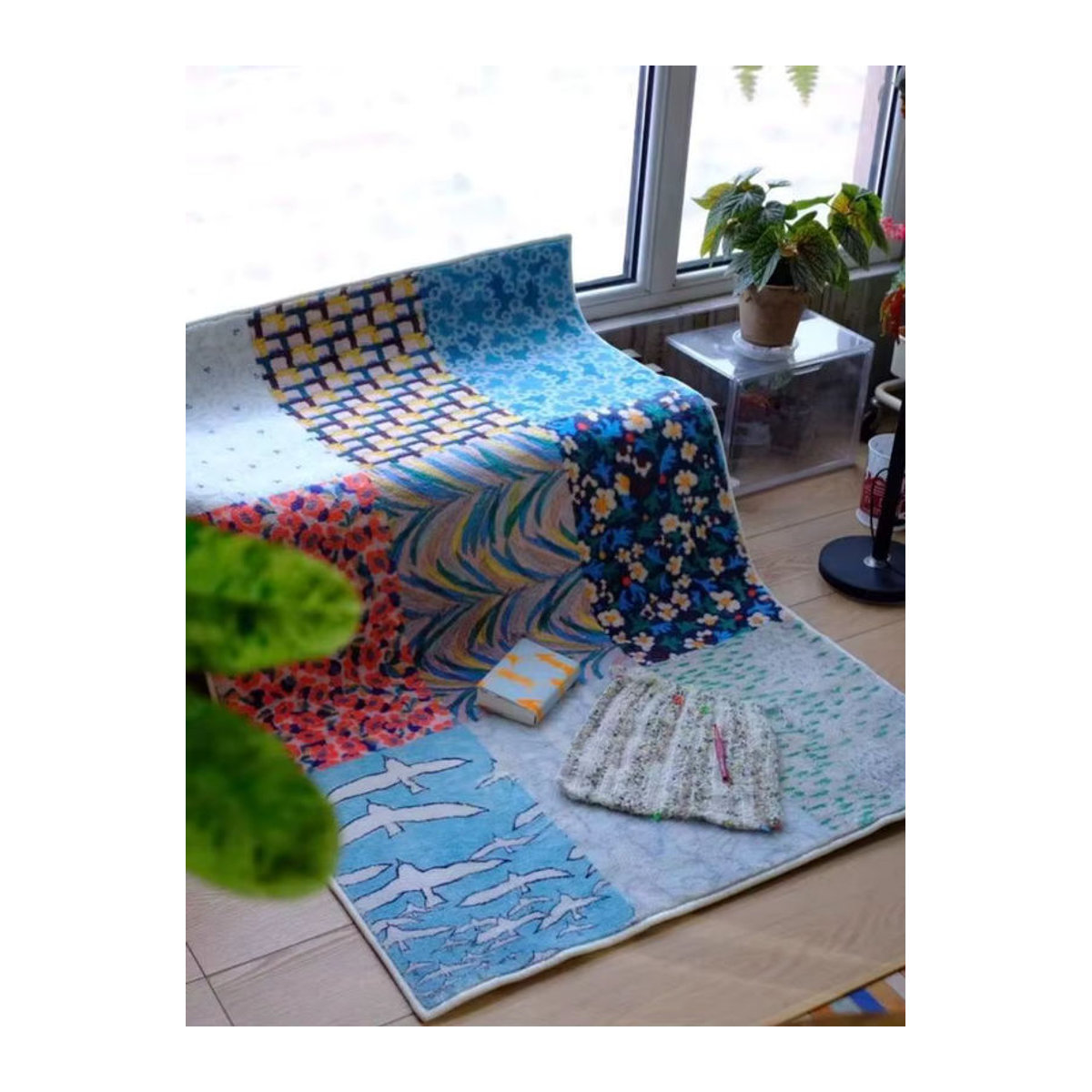 VIKAMA Retro-Teppich mehrfarbig als rutschfeste Bodenmatte für dein Wohnzimmer oder Schlafzimmer - Bild 2