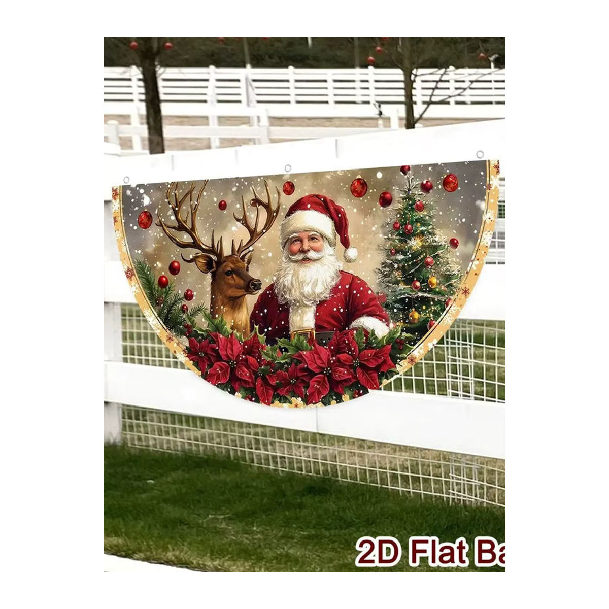 VIKAMA Retro-Weihnachtsfahne in Fächerform, mehrfarbig, hängende Dekoration für Innenhof und Balkon - Bild 7
