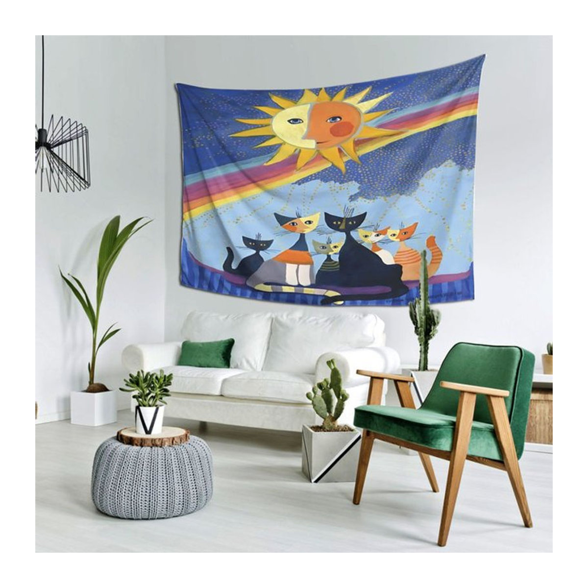 VIKAMA Rosina Wachtmeister Wandteppich mit Tier-Porträt im Thanksgiving-Design, mehrfarbig, rechteckiger Textil-Wandbehang zur Wanddekoration - Bild 1