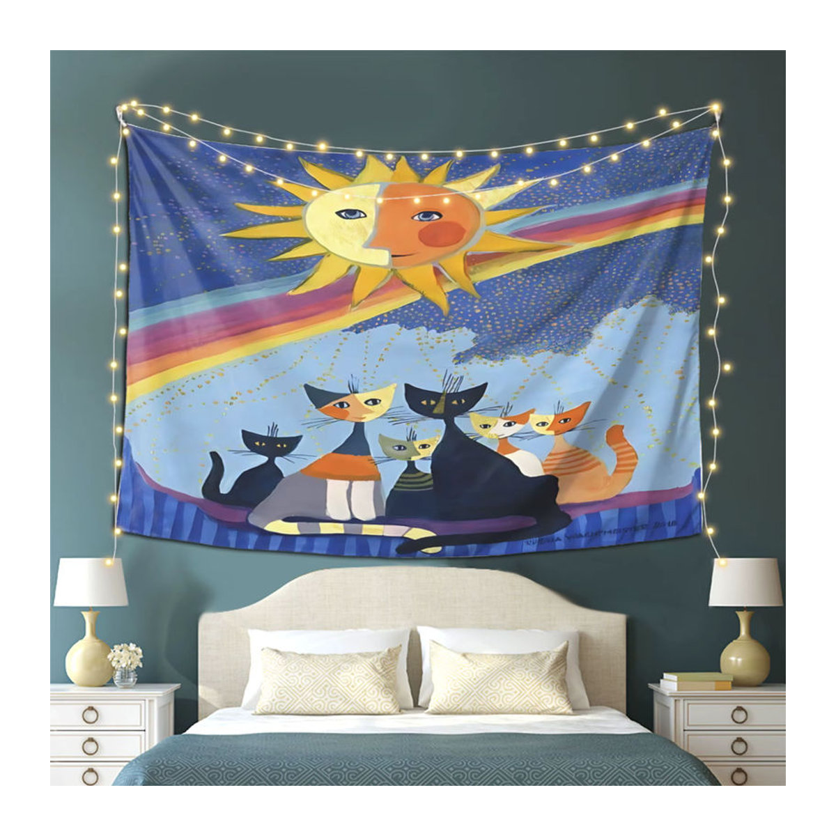 VIKAMA Rosina Wachtmeister Wandteppich mit Tier-Porträt im Thanksgiving-Design, mehrfarbig, rechteckiger Textil-Wandbehang zur Wanddekoration - Bild 2