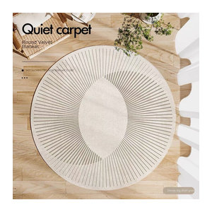 Vikama Runder Samt Teppich im Japanischen Stil für Wohnzimmer und Schlafzimmer in Beige