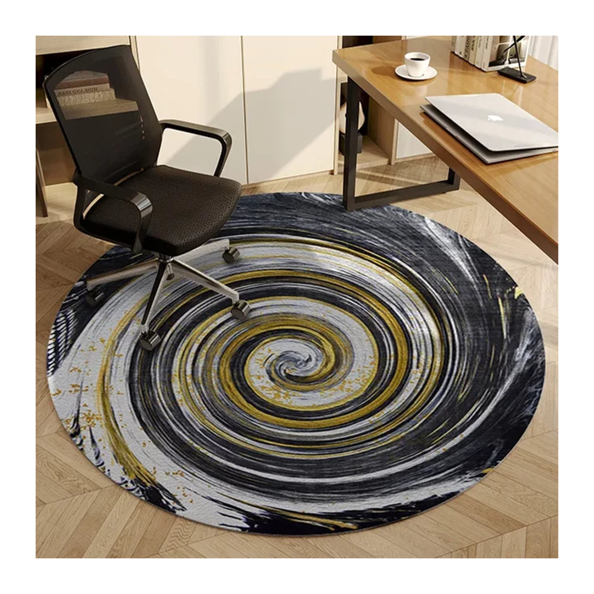VIKAMA Runder Schlaufenflor-Teppich in Mehrfarbig für Büro und Arbeitszimmer, rutschfeste Matte für Computerstühle und Rollstühle - Bild 1