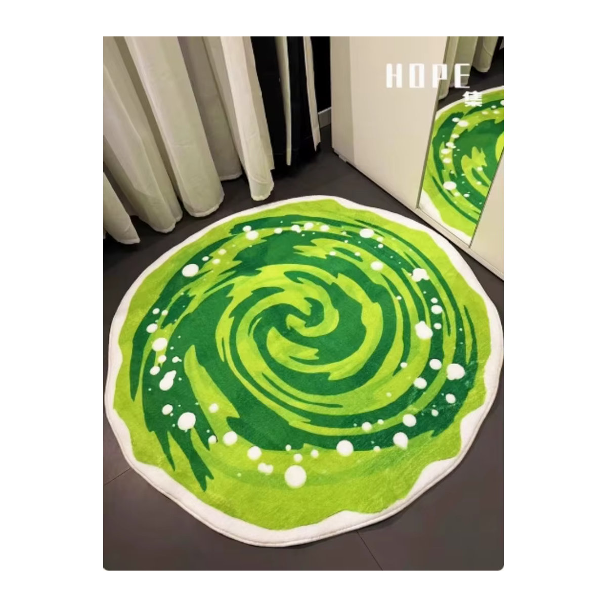 VIKAMA runder Teppich in Grün als rutschfeste Bodenmatte für Wohnzimmer und Schlafzimmer - Bild 2