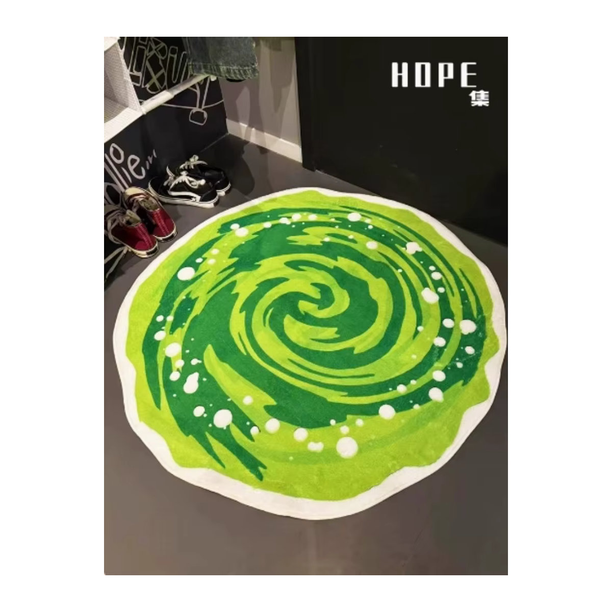 VIKAMA runder Teppich in Grün als rutschfeste Bodenmatte für Wohnzimmer und Schlafzimmer - Bild 3