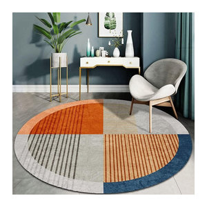 Vikama Rundteppich mit nordischem geometrischem Design in Mehrfarbig für Wohnzimmer, Schlafzimmer und Arbeitszimmer