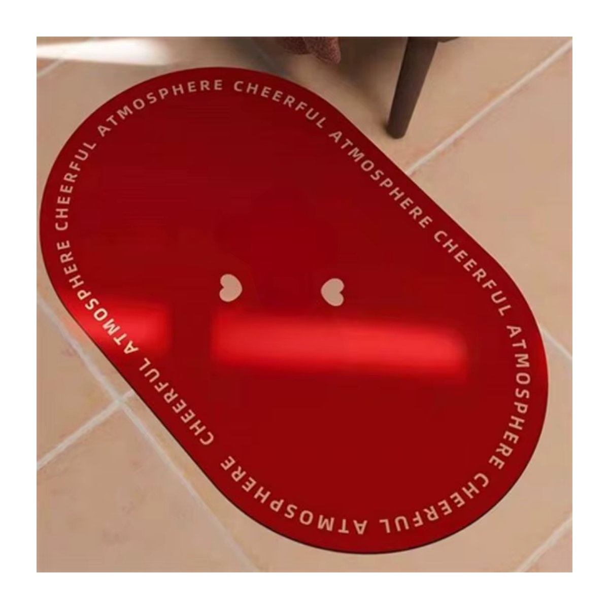 VIKAMA Rutschfeste Kieselgur Fußmatte für das Badezimmer in Rot, Oval und mit Print, saugstark und langlebig - Bild 3