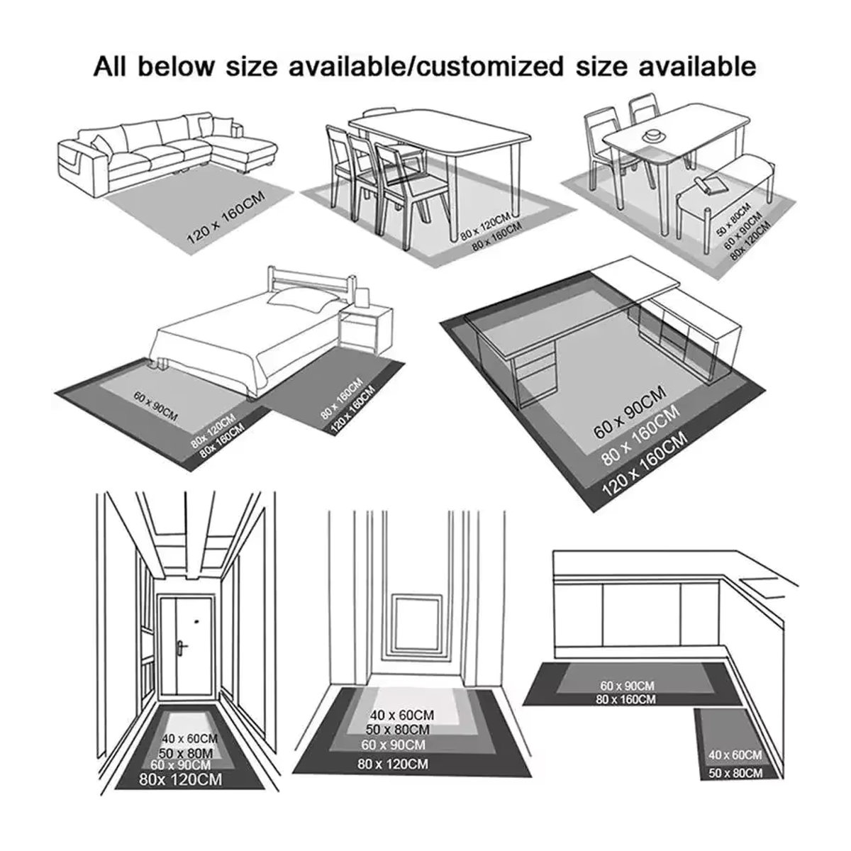 VIKAMA rutschfeste Teppichmatte für Schlafzimmer, Wohnzimmer und Badezimmer in Schwarz - Bild 3