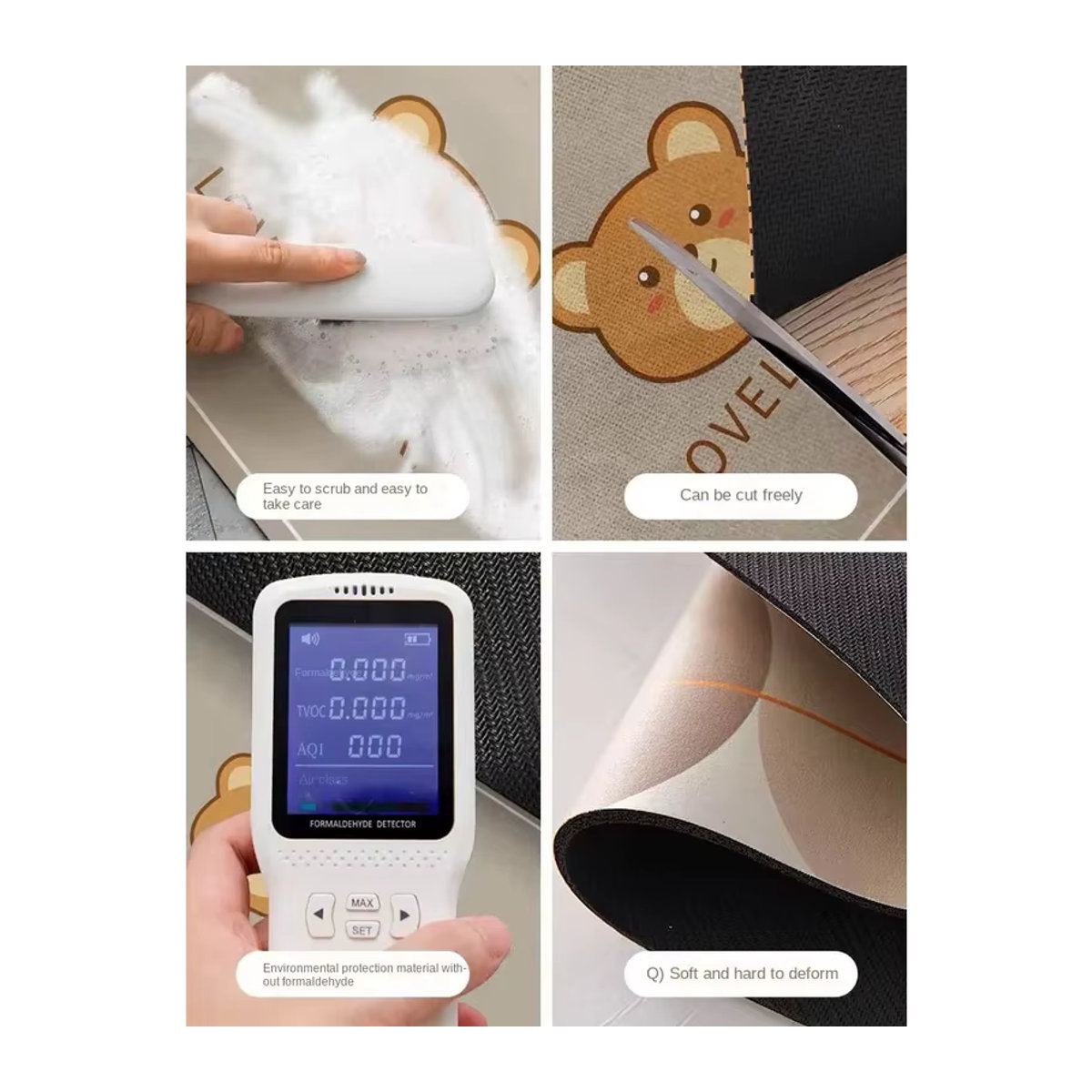 Vikama rutschfeste und ölbeständige weiche Matte in Creme für Küche, Badezimmer und Veranda, saugfähig mit Kieselalgenschlamm-Design - Bild 2