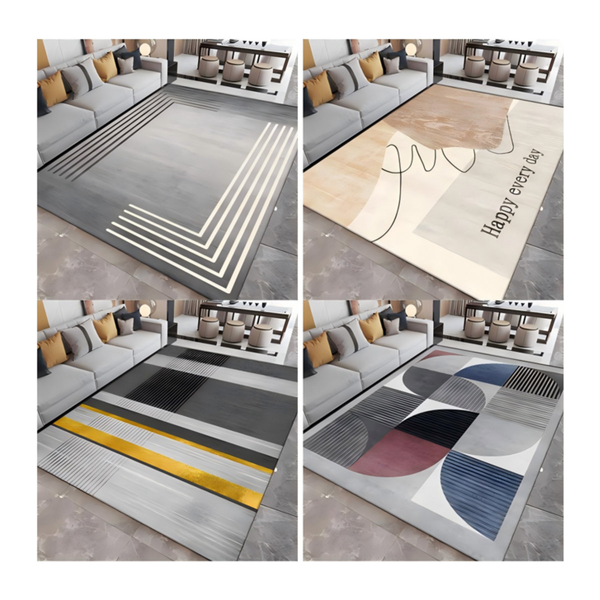 VIKAMA Rutschfester Teppich mit Schleifen-Design in Mehrfarbig für Wohnzimmer und Schlafzimmer - Bild 1