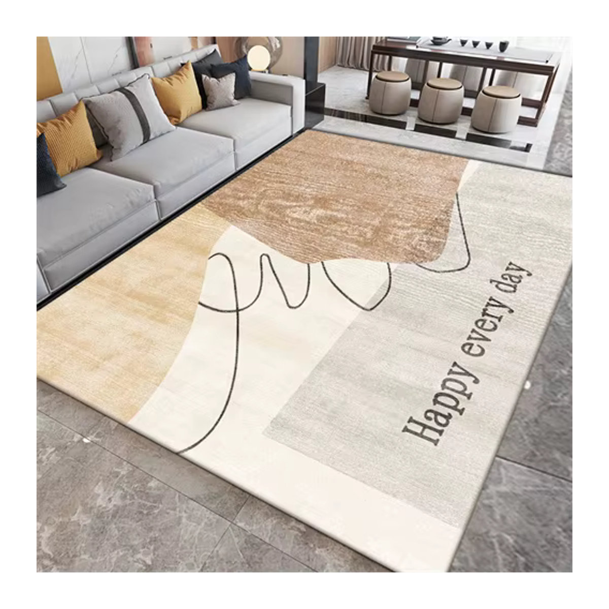 VIKAMA Rutschfester Teppich mit Schleifen-Design in Mehrfarbig für Wohnzimmer und Schlafzimmer - Bild 3