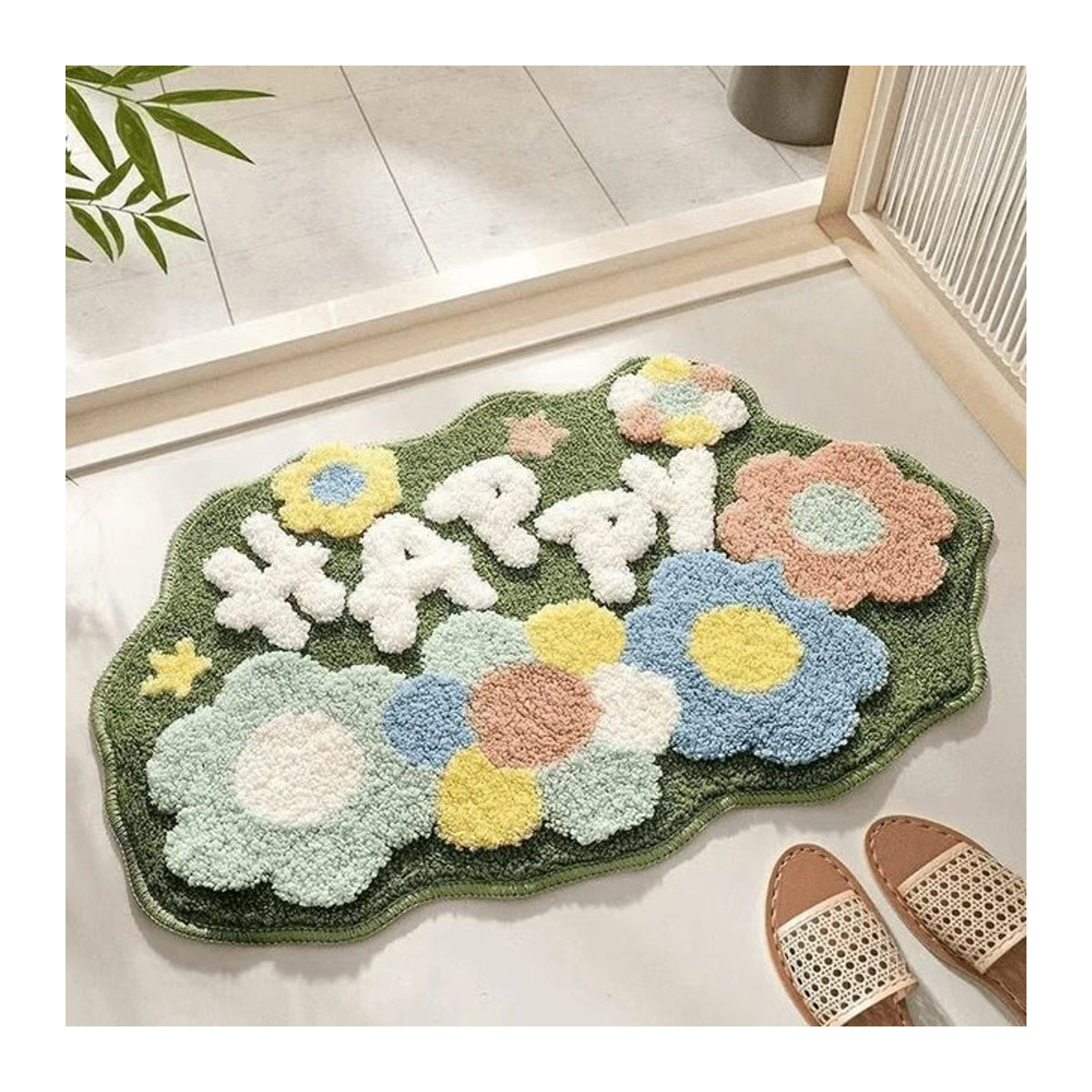 VIKAMA Saugfähige Cartoon-Badematte in Mehrfarbig, weiche Tufted-Eingangsmatte für Badezimmer und Wohnzimmer - Bild 1